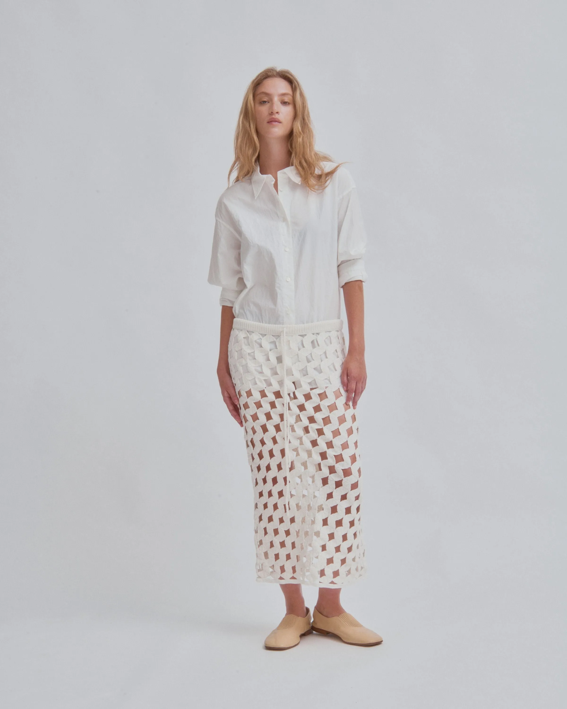 Crinkled Oversized Shirt in  White