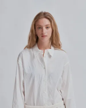 Crinkled Oversized Shirt in  White