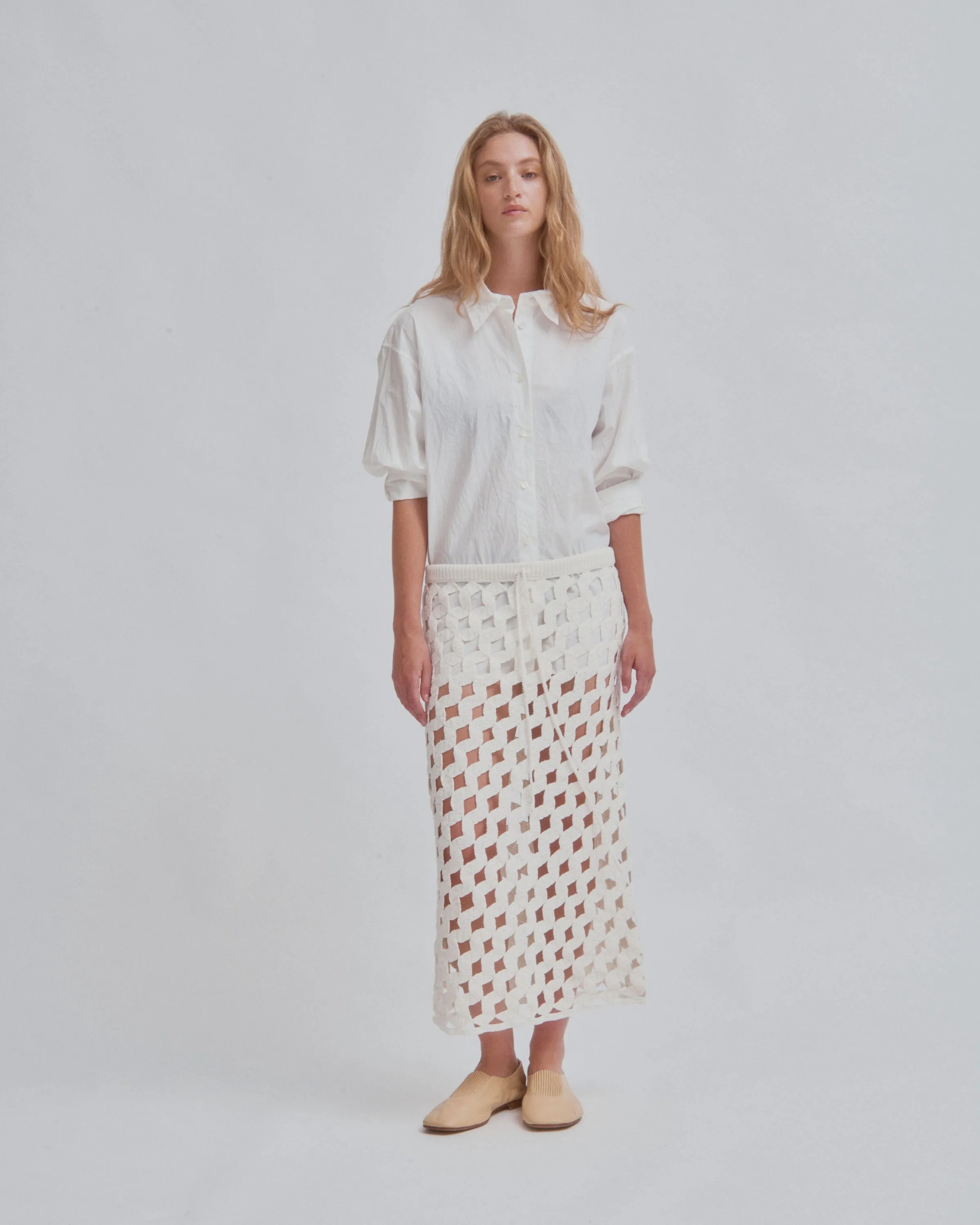 Crinkled Oversized Shirt in  White