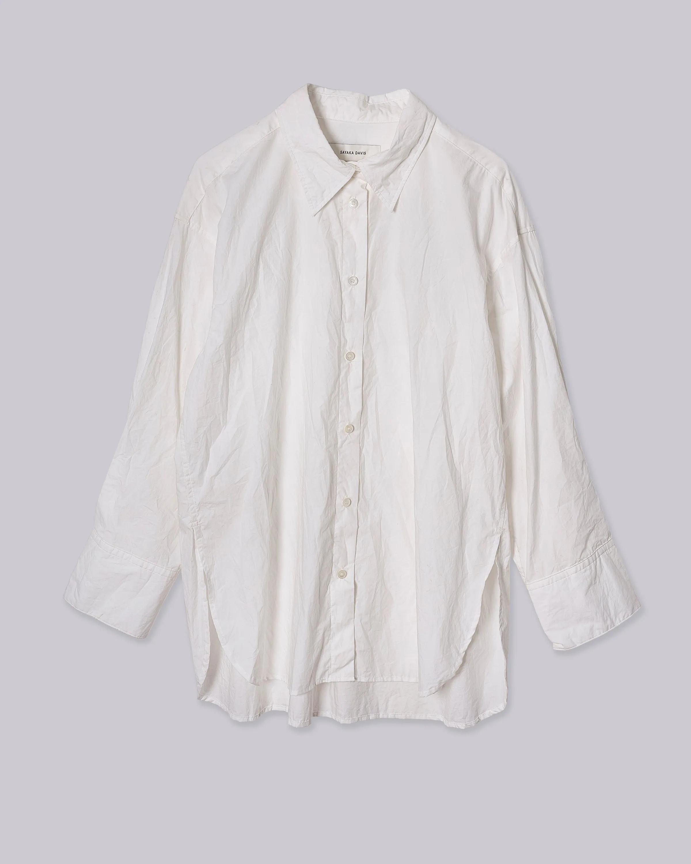 Crinkled Oversized Shirt in  White
