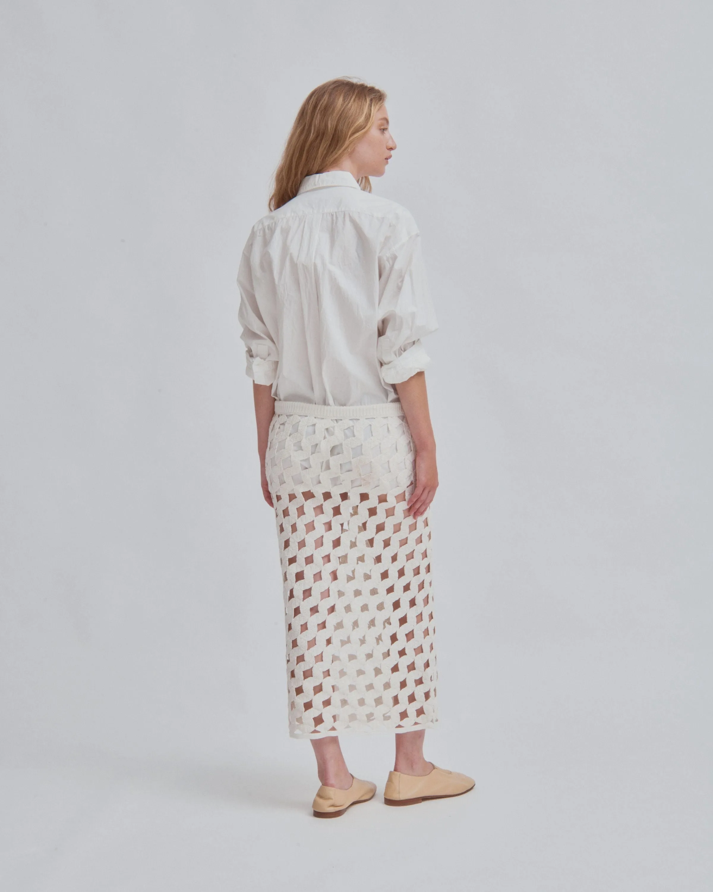 Crinkled Oversized Shirt in  White