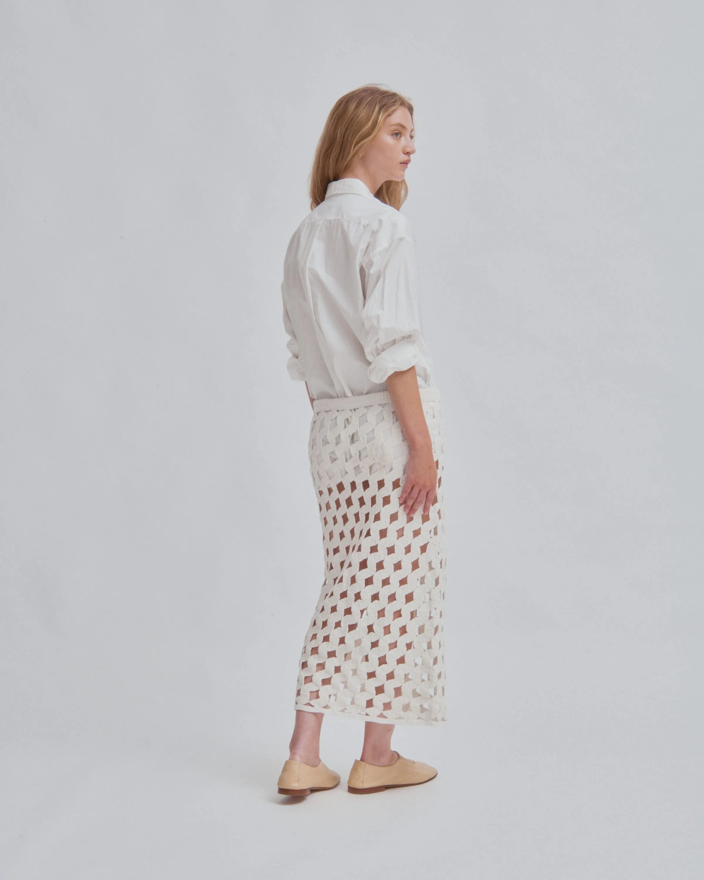 Crinkled Oversized Shirt in  White