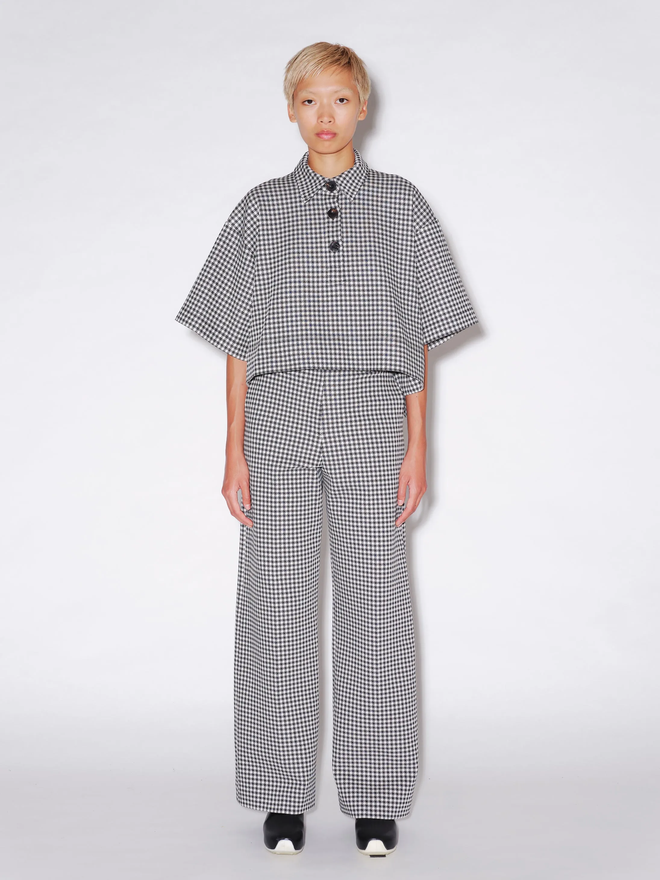 CROPPED OVERSIZED POLO - GINGHAM