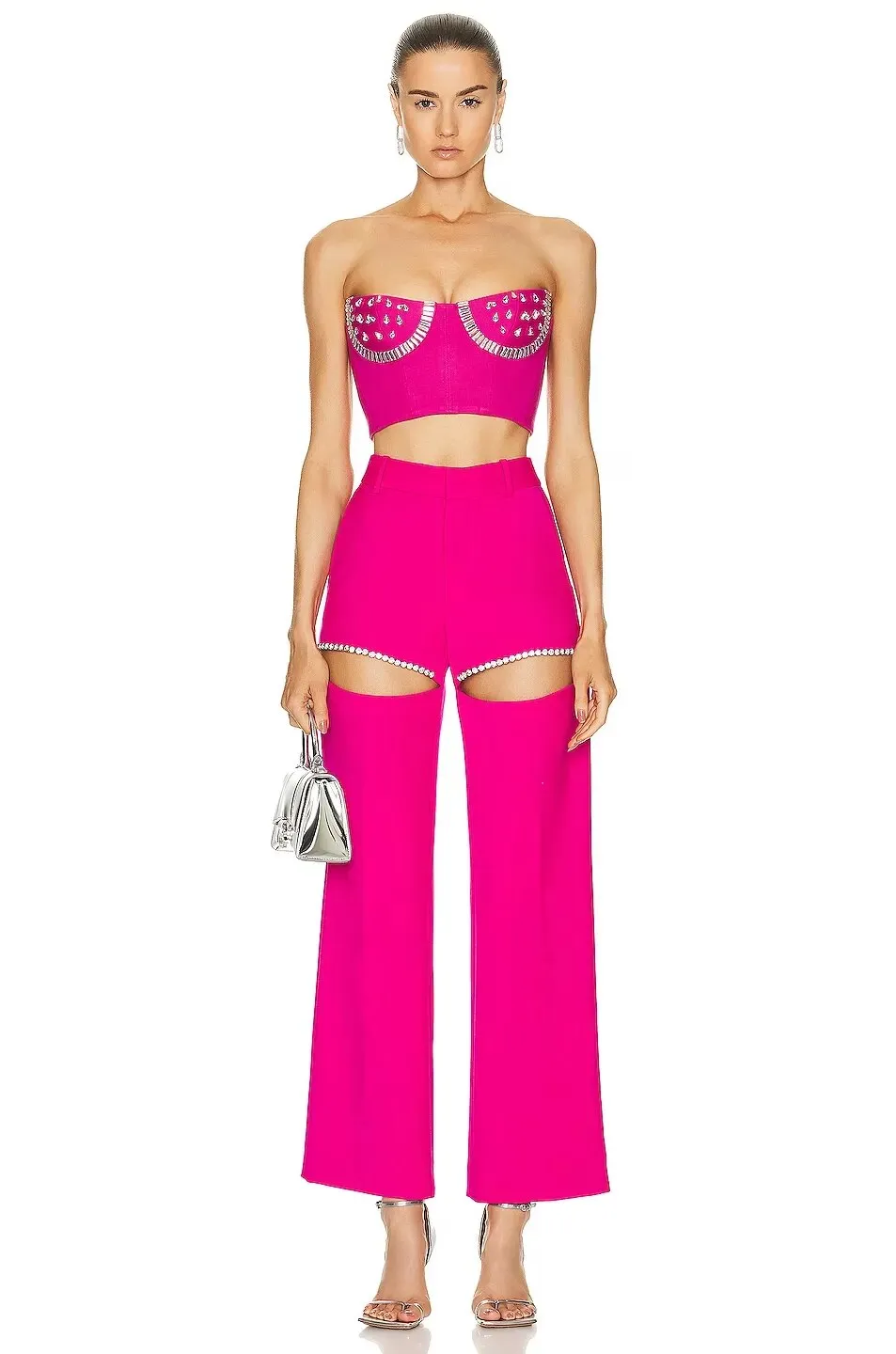 Crystal Short Tops Bandage Pants Set