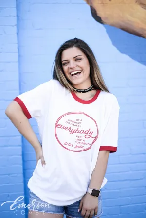 Delta Zeta Red Ringer Quote Tee