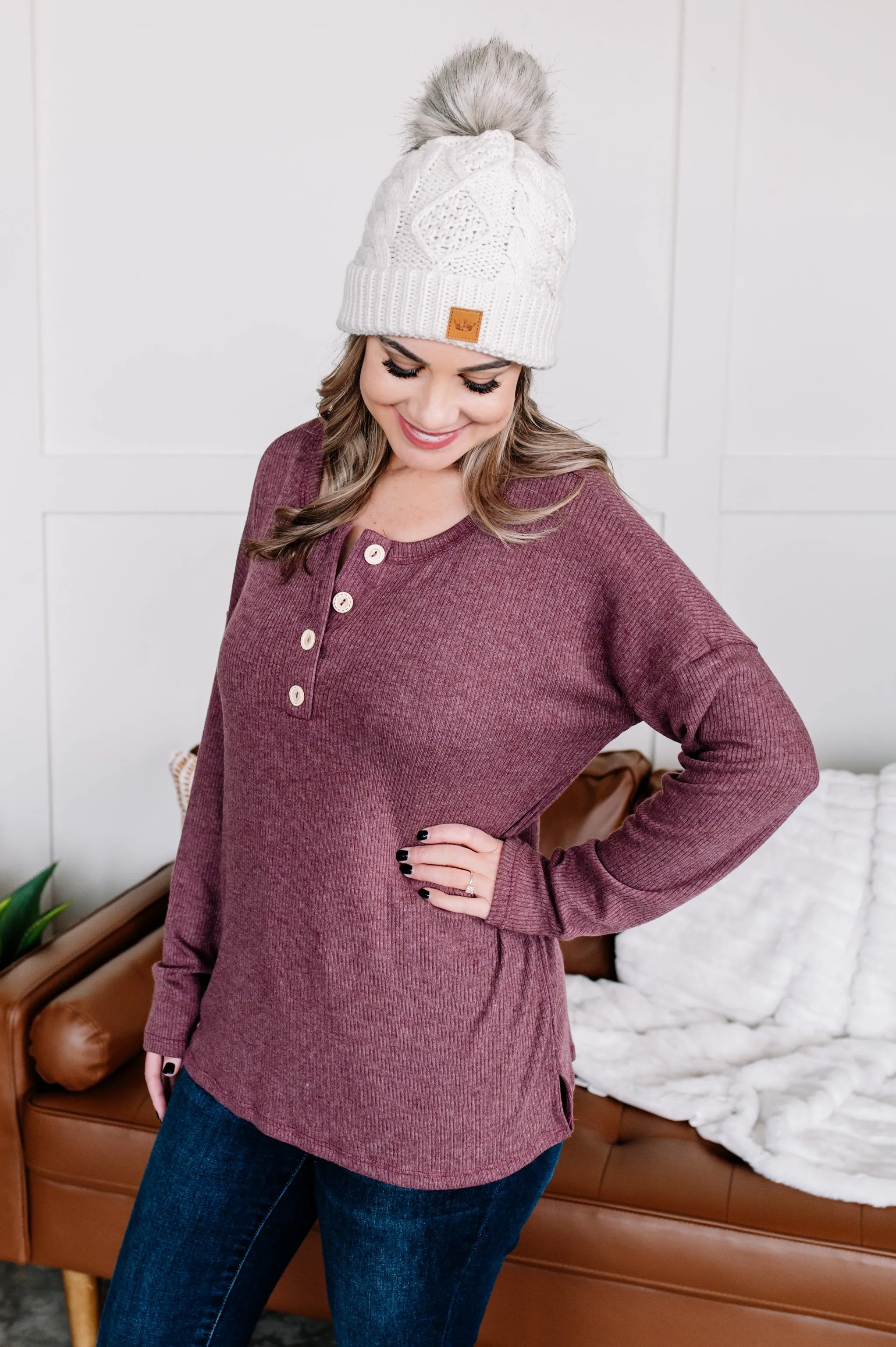 Don't Be A Button Top in Purple