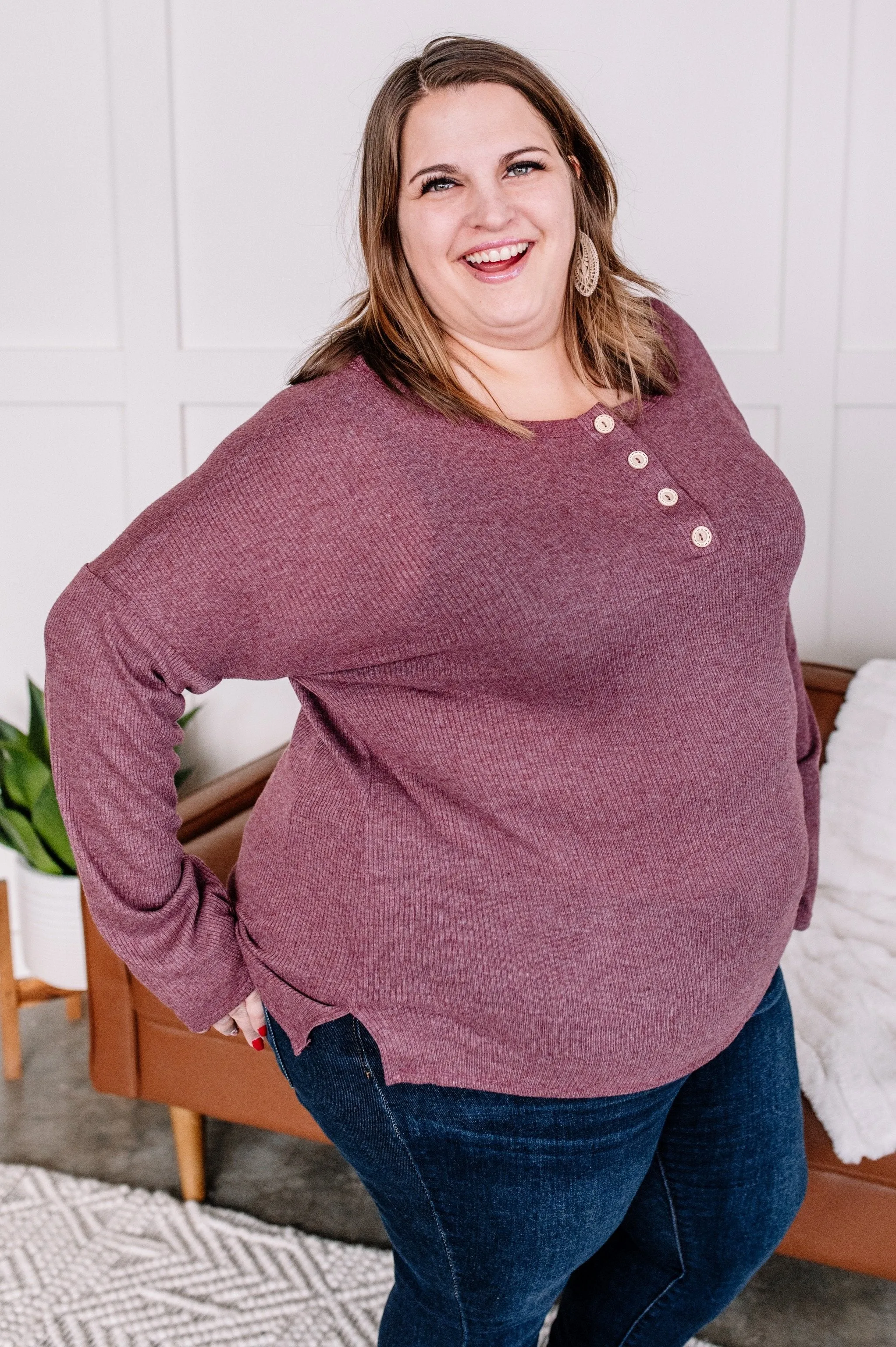 Don't Be A Button Top in Purple