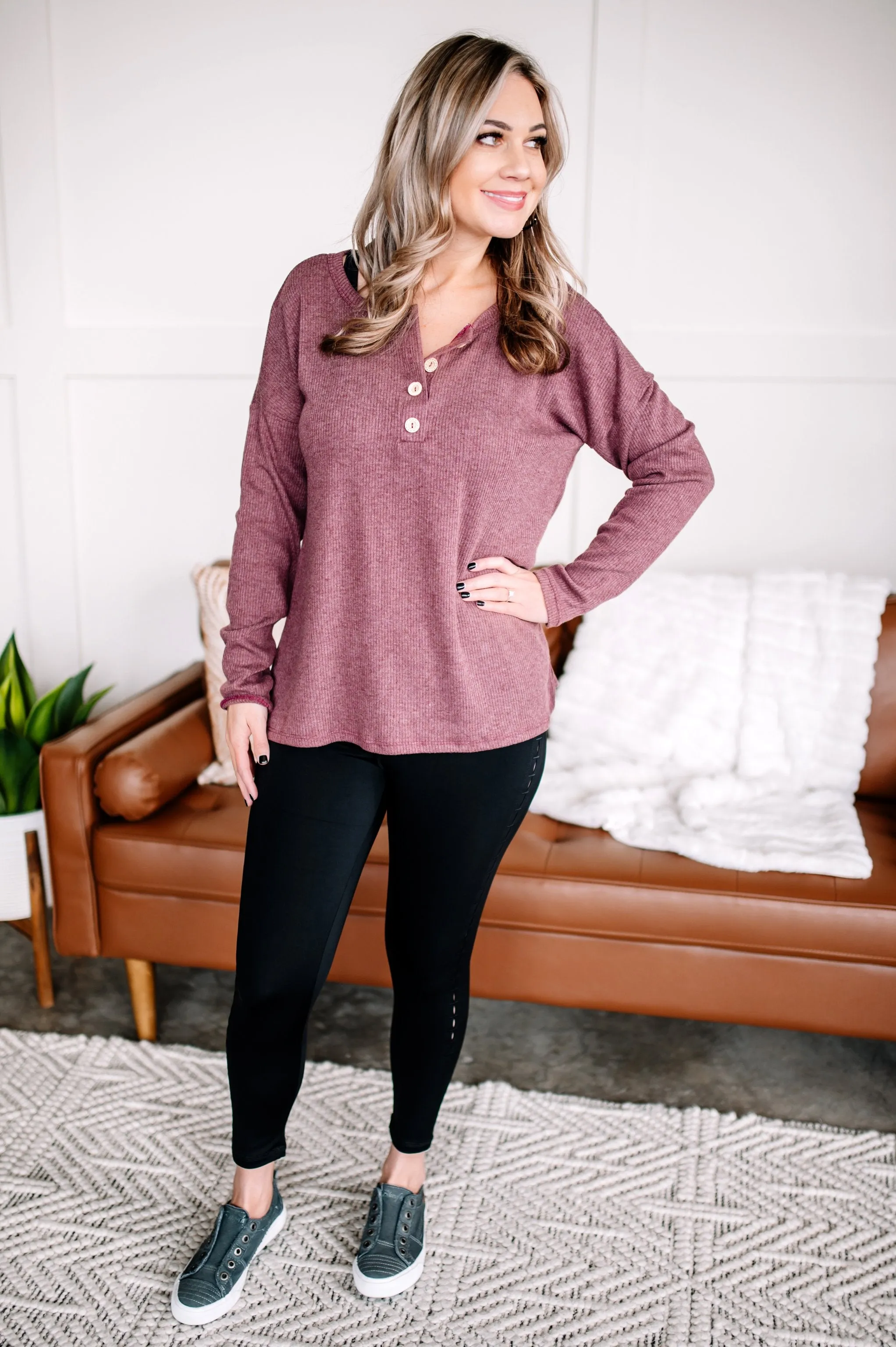 Don't Be A Button Top in Purple