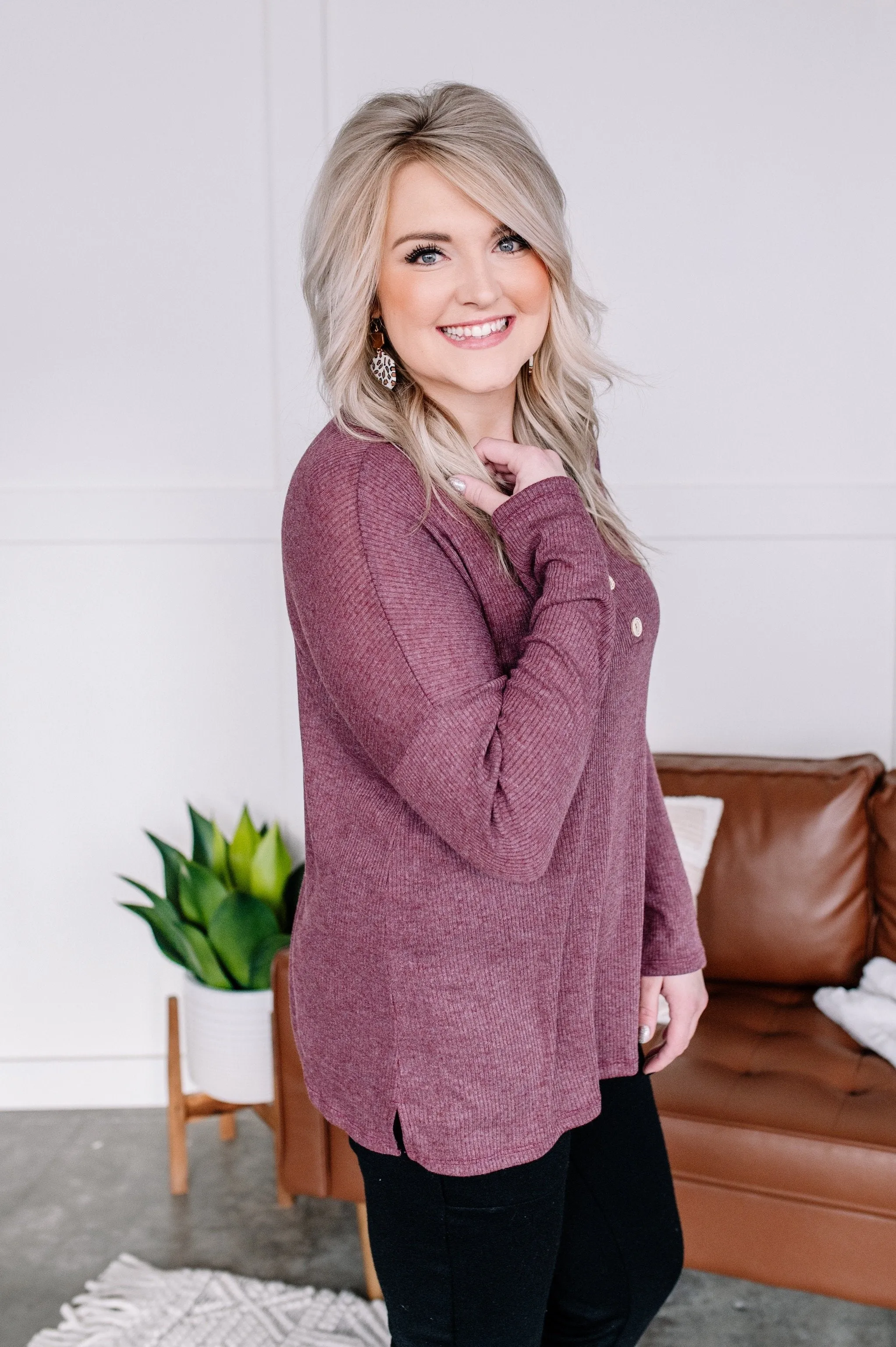 Don't Be A Button Top in Purple