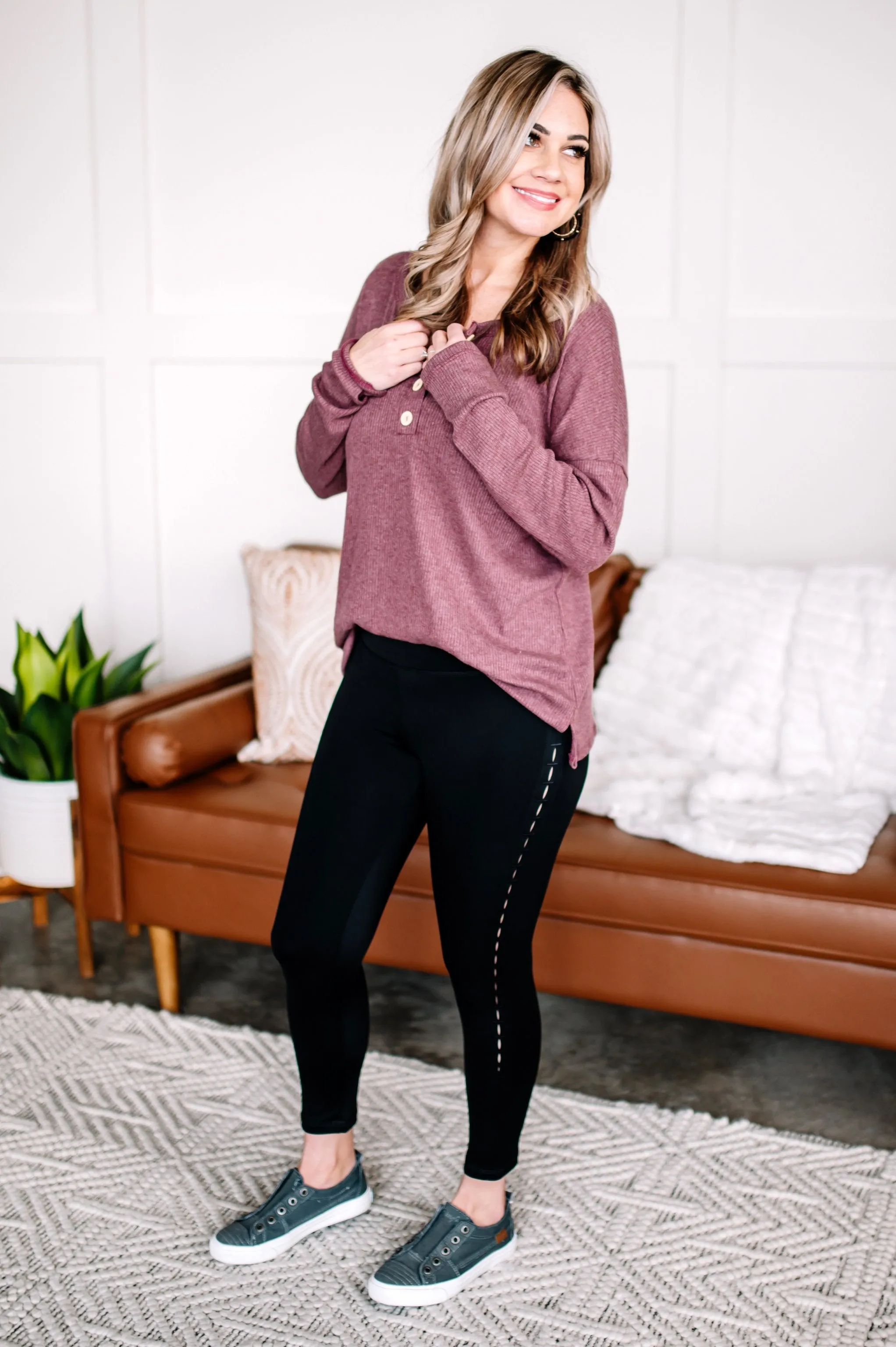 Don't Be A Button Top in Purple
