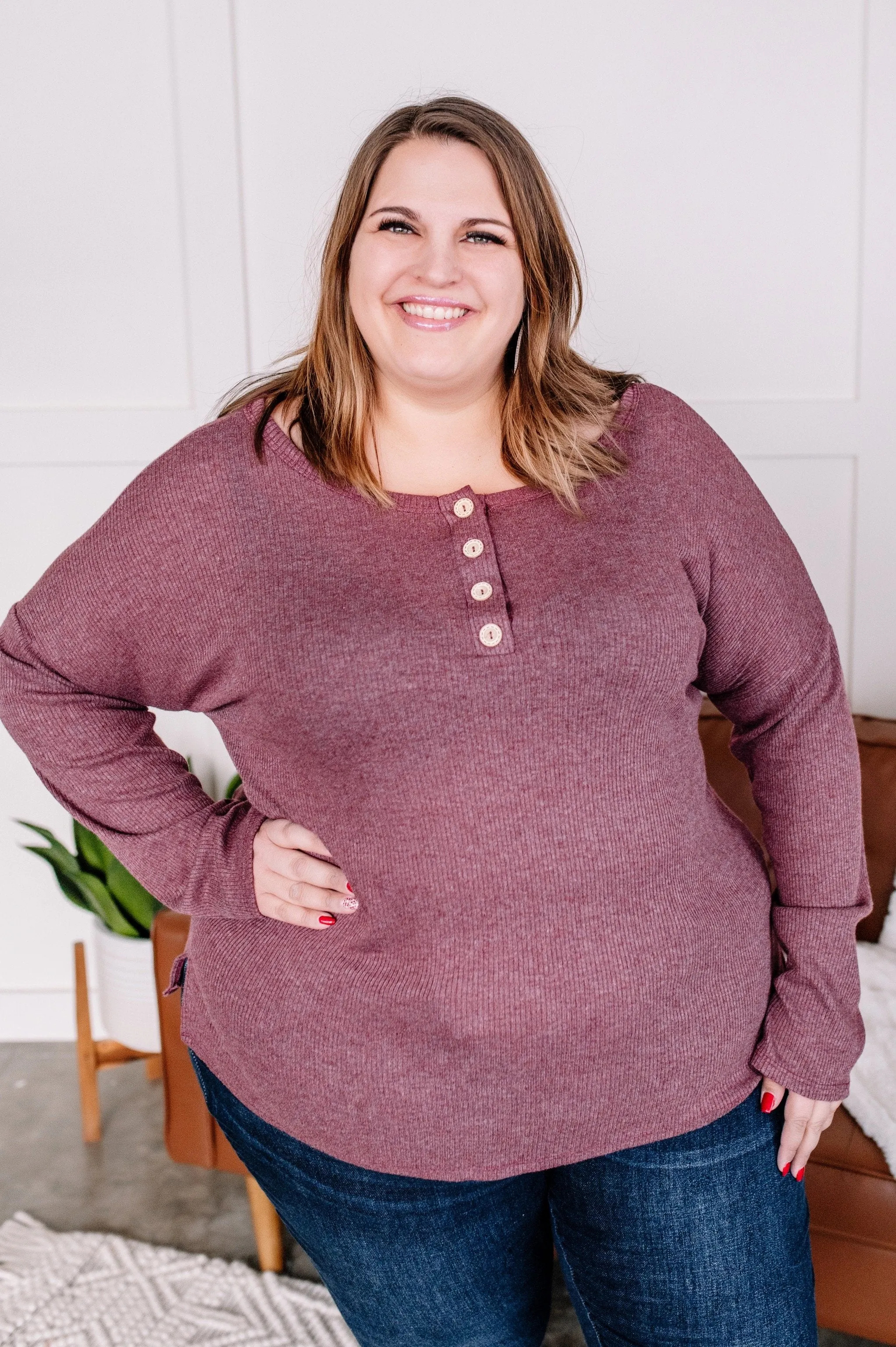 Don't Be A Button Top in Purple