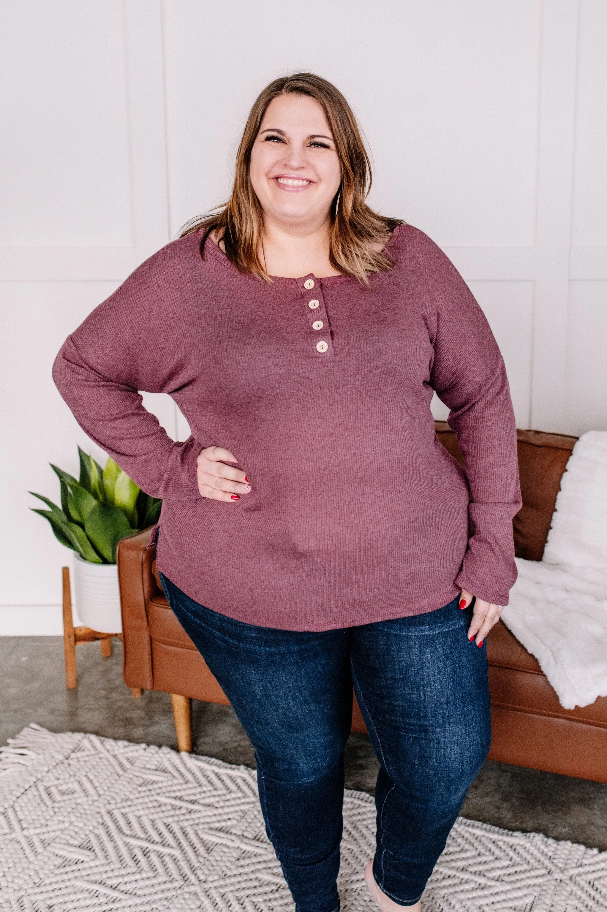 Don't Be A Button Top in Purple