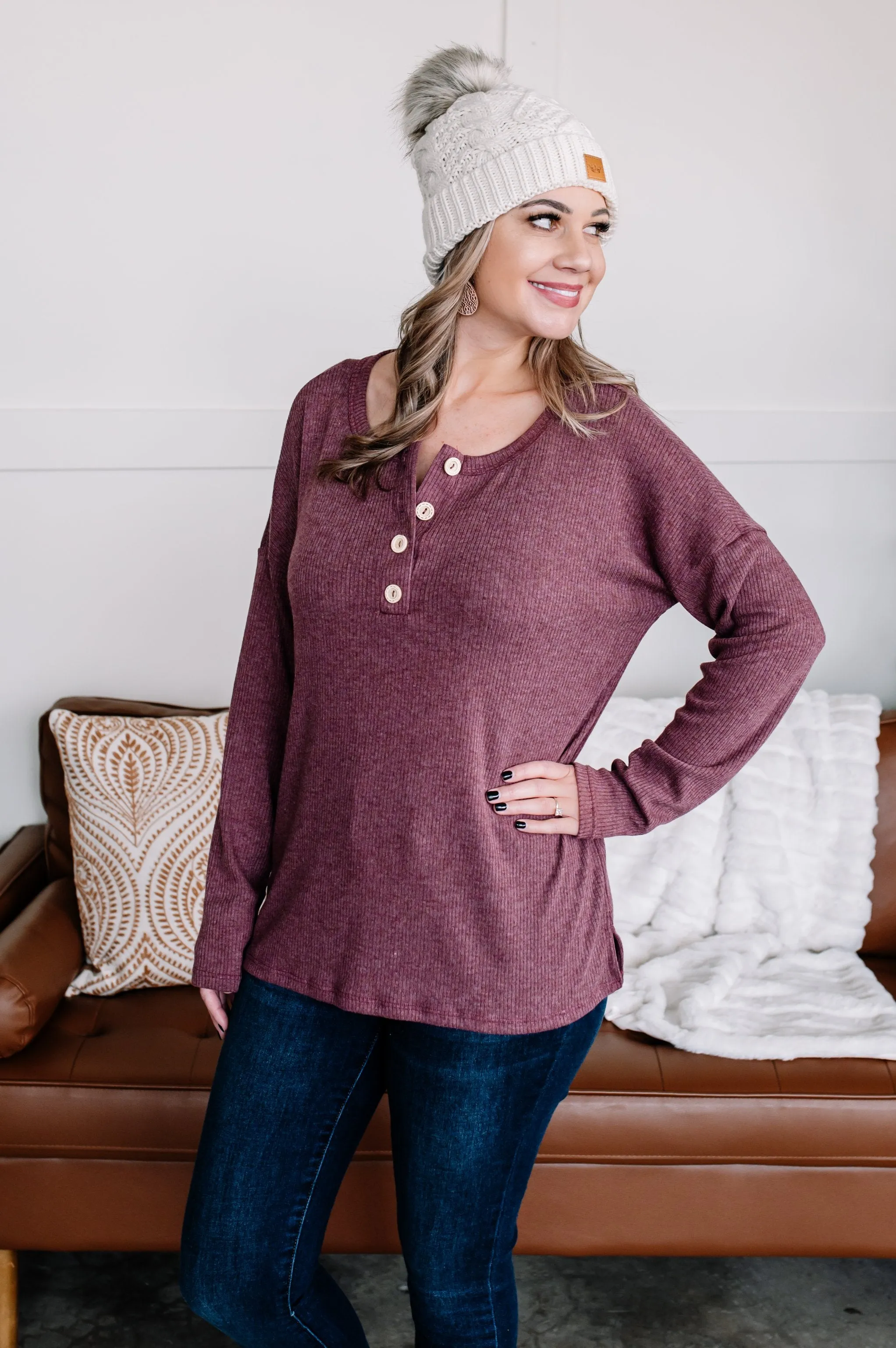 Don't Be A Button Top in Purple