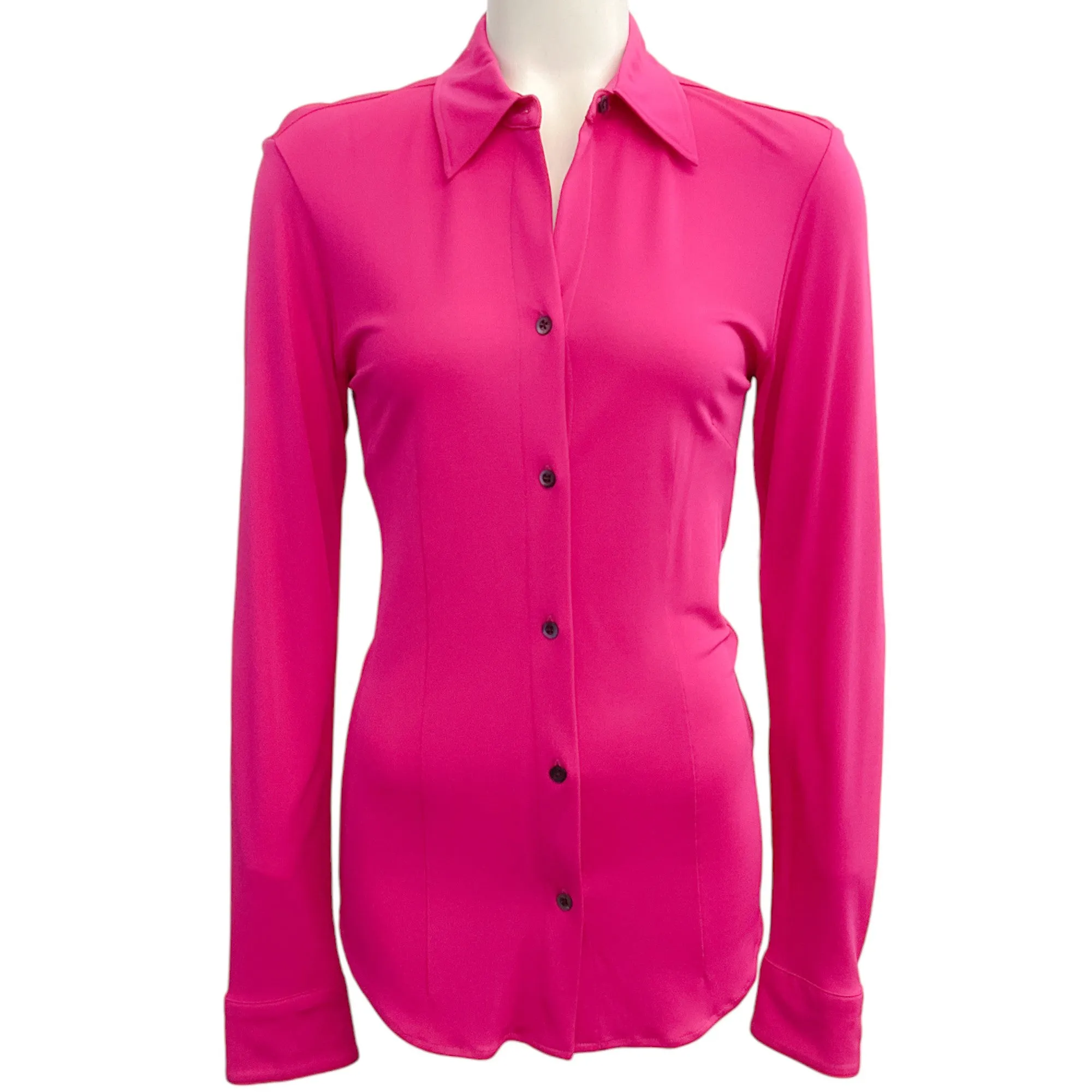 Dries van Noten Fuchsia Jersey Button Front Shirt