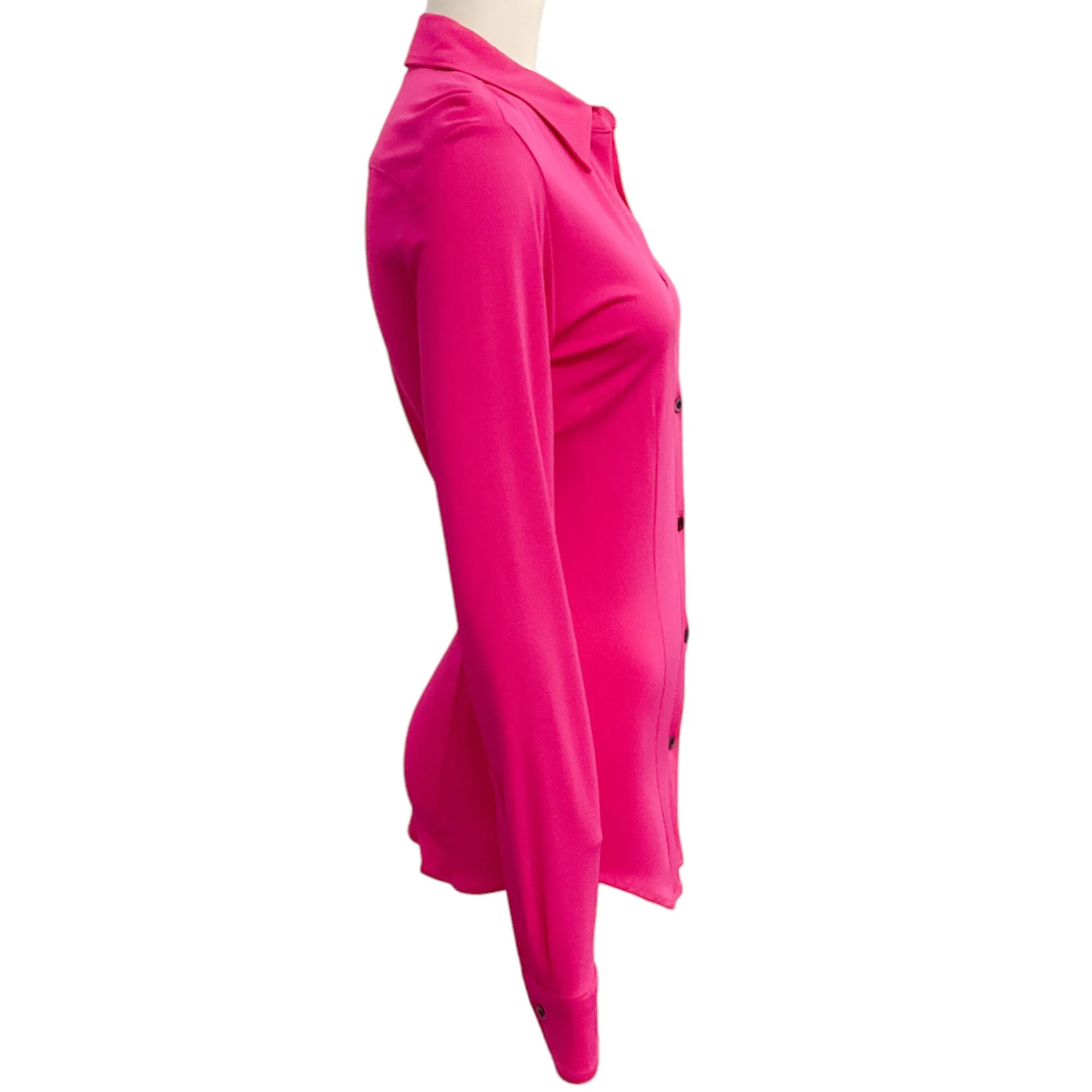 Dries van Noten Fuchsia Jersey Button Front Shirt
