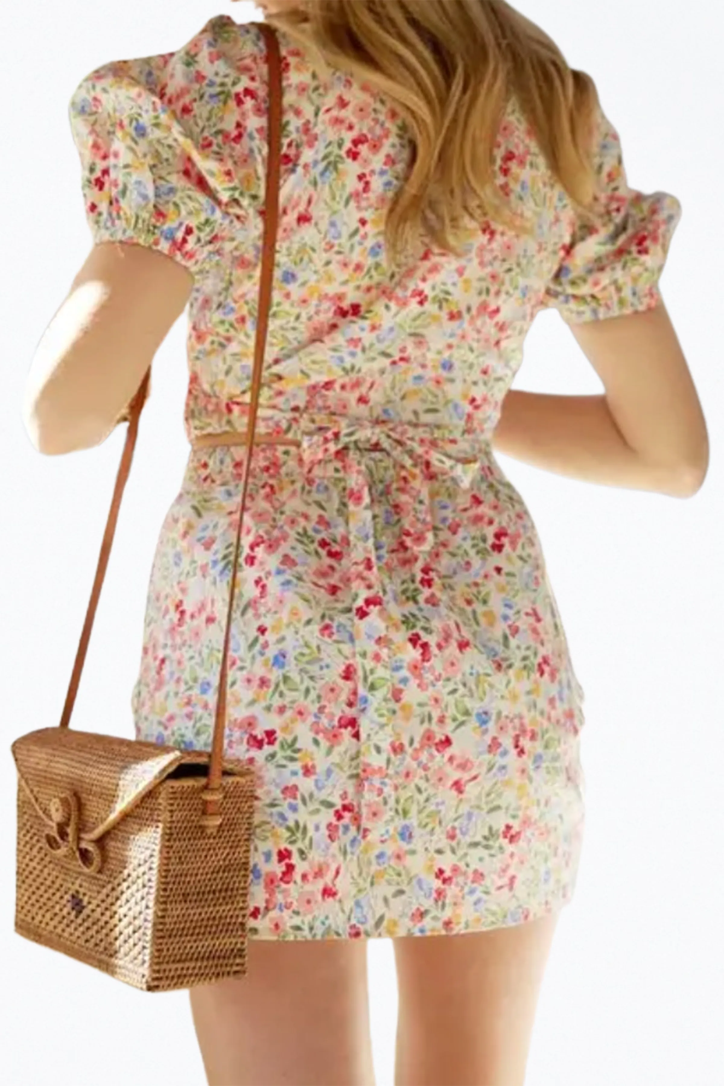 FLORAL-PRINT RUCHED STRETCH COTTON-VOILE MINI SKIRT