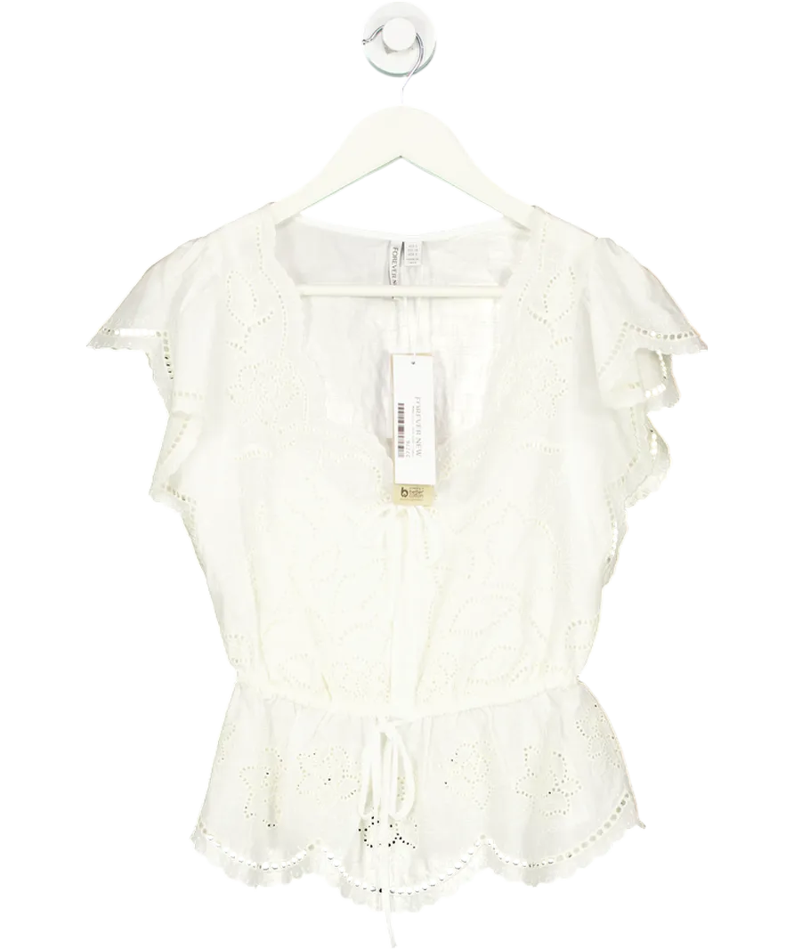 FOREVER NEW Cream Emmy Embroidered Blouse UK 6