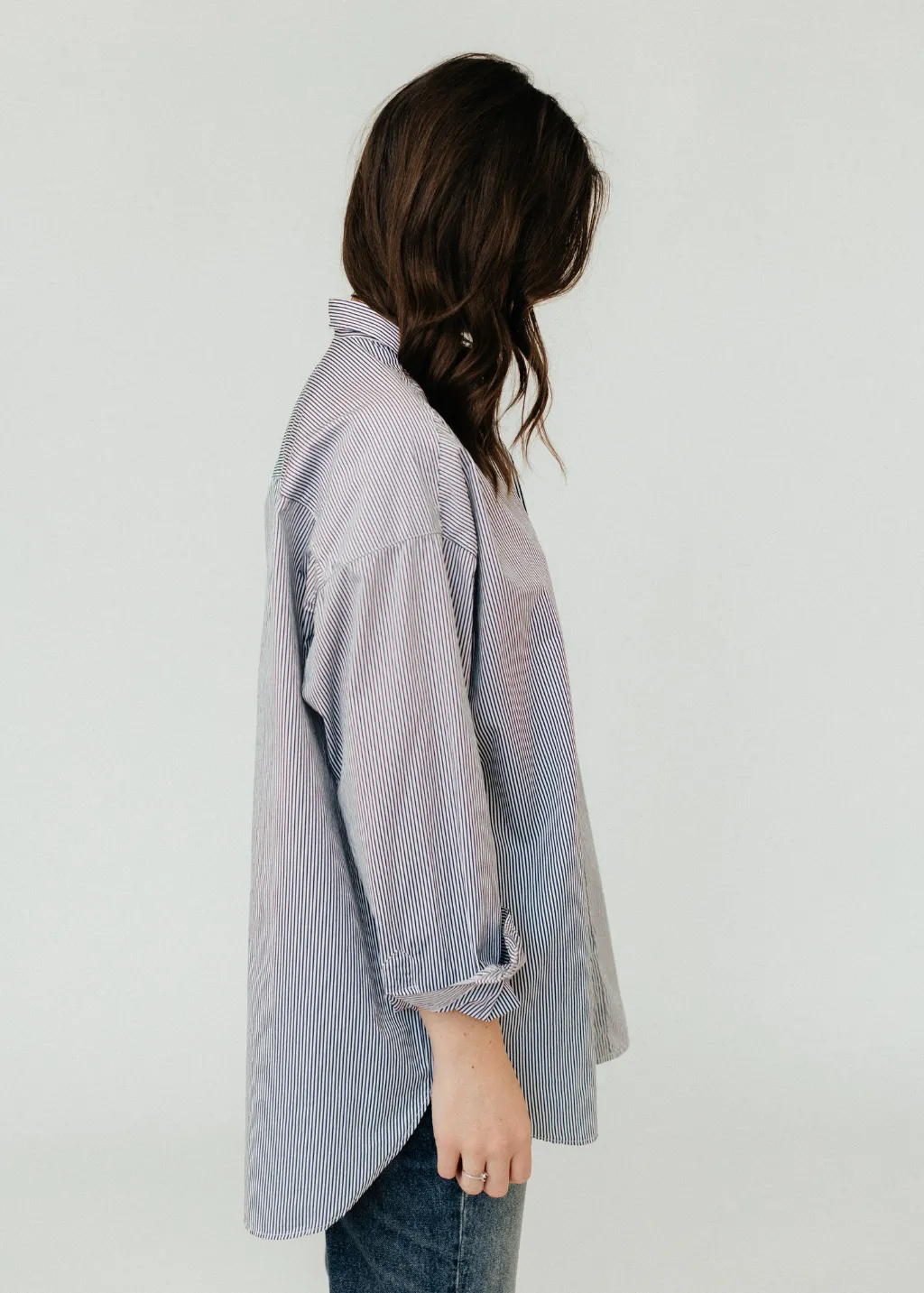 Frank & Eileen 'Shirley' Oversized Button-Up in Navy Stripe