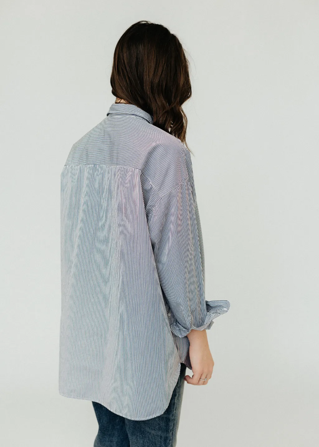 Frank & Eileen 'Shirley' Oversized Button-Up in Navy Stripe