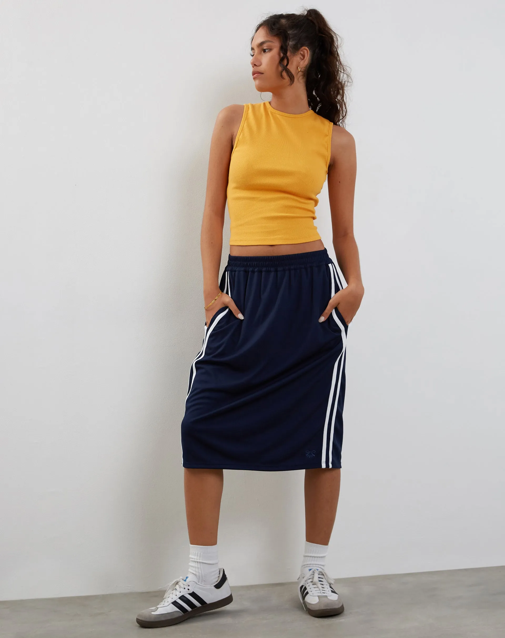 Gelsho Open Back Tank Top in Faded Orange Rib