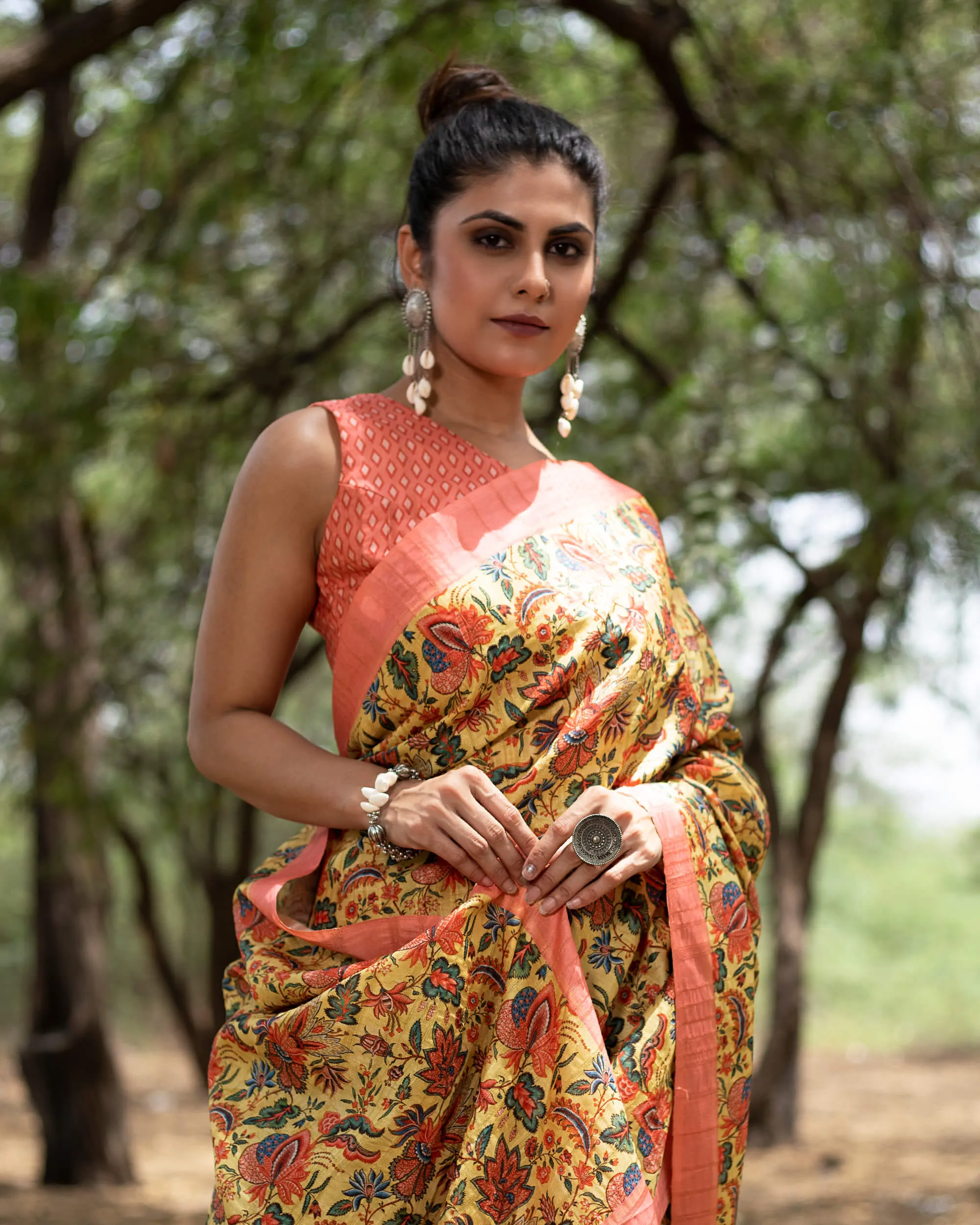 Geometric Printed Silk Peplum Blouse