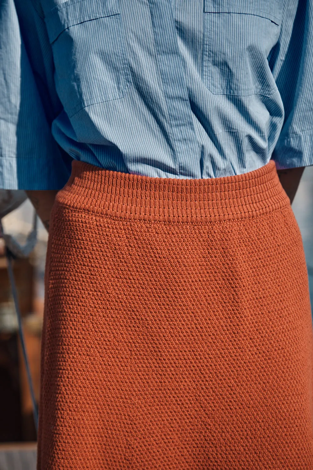 GILDA Long Skirt in Organic Cotton - Earth Red
