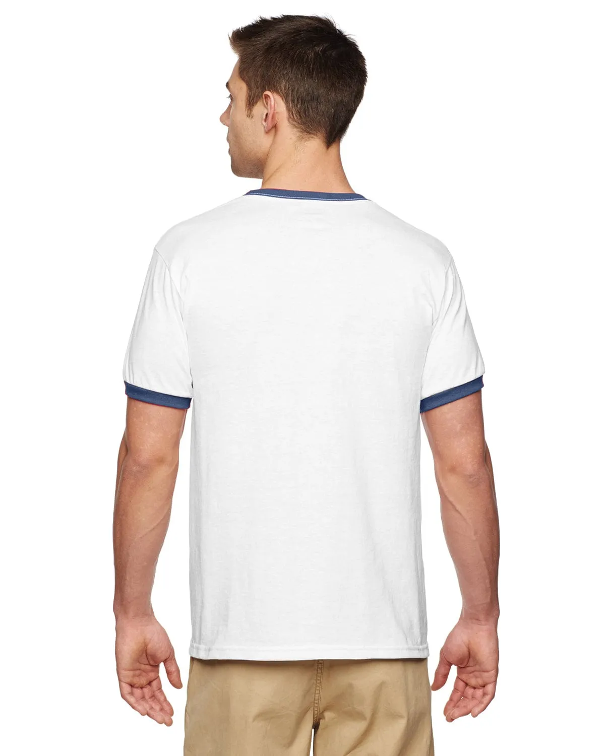 Gildan DryBlend Ringer T-Shirt | White/ Navy