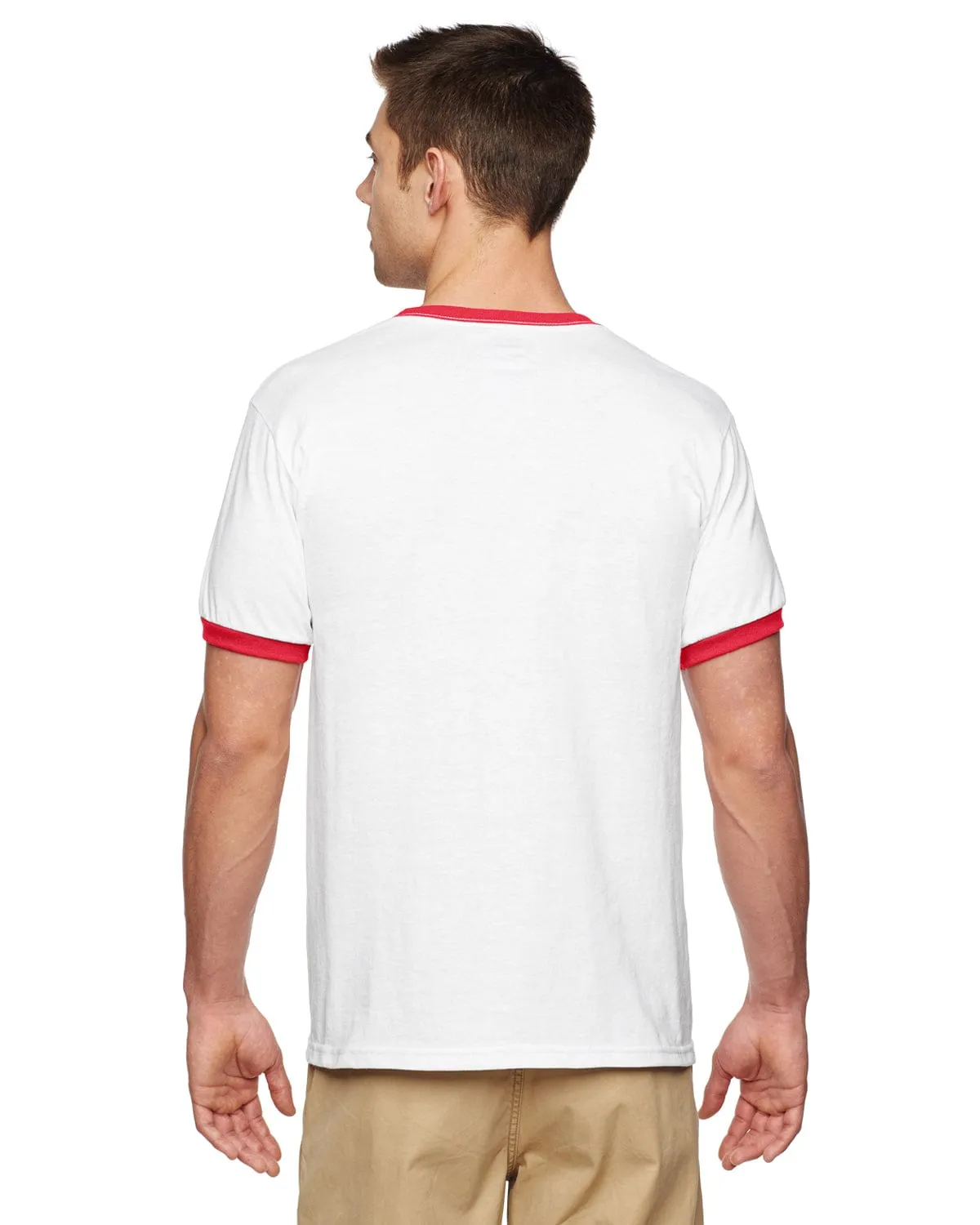 Gildan DryBlend Ringer T-Shirt | White/ Red