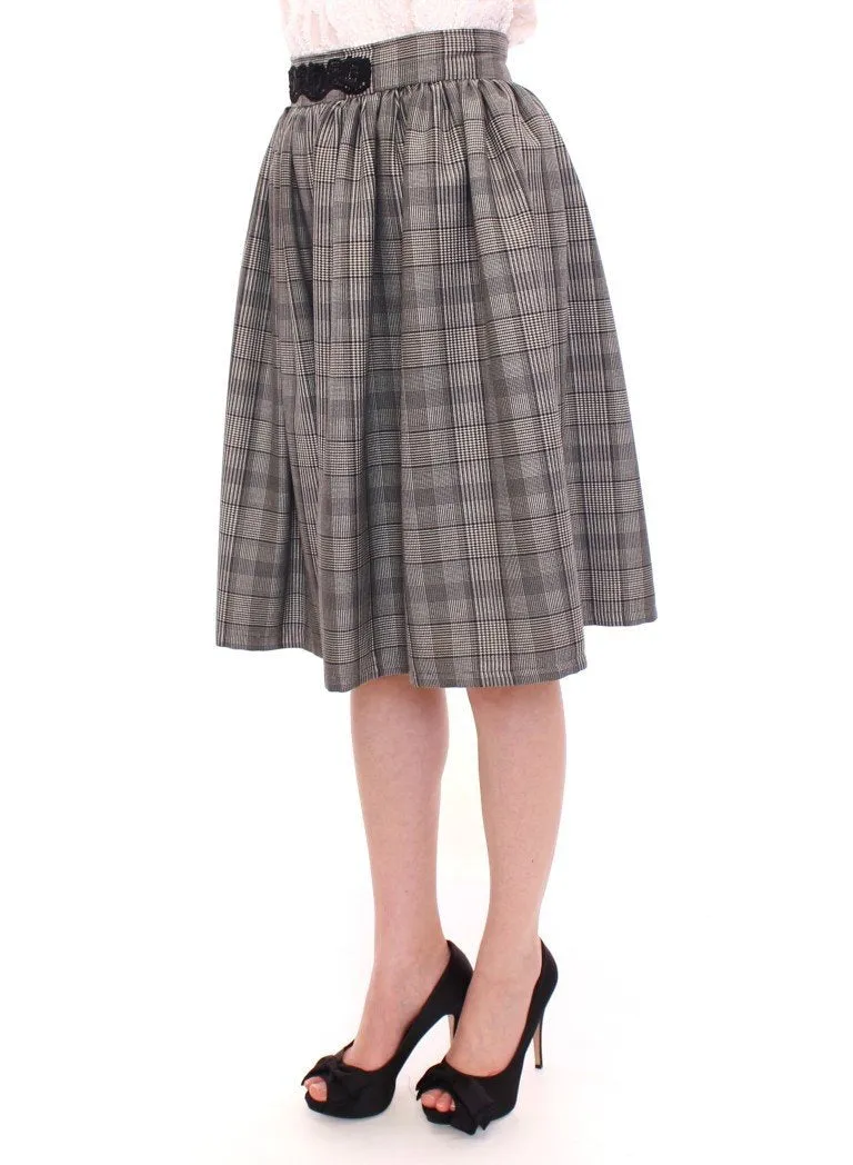 Gray Checkered Wool Shorts Skirt