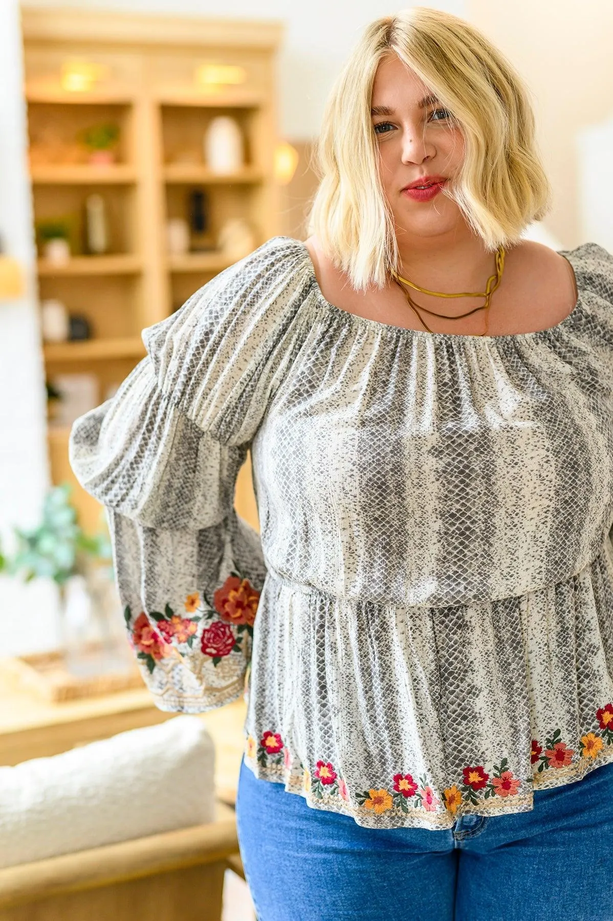 Hazel Blues® |  Don't Tempt Me Embroidered Blouse