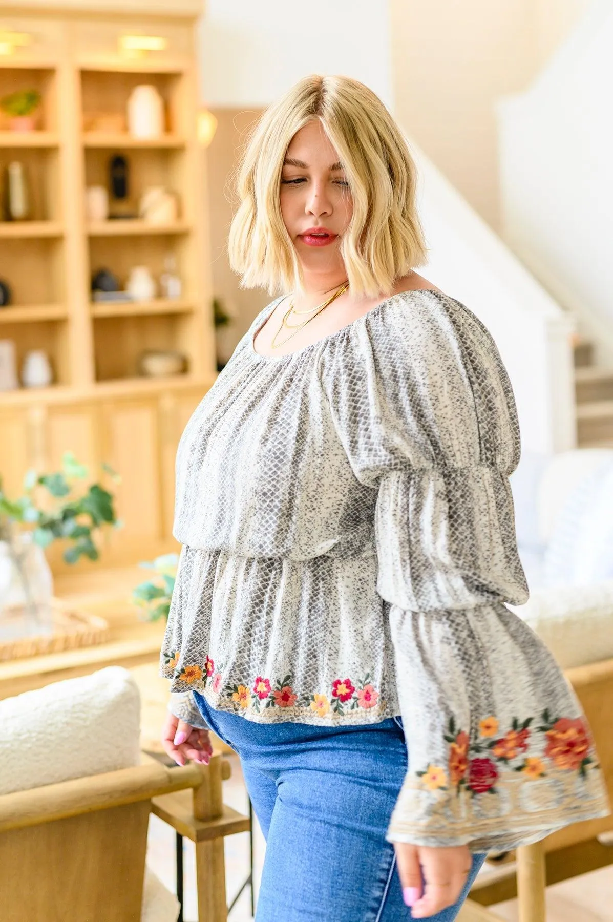 Hazel Blues® |  Don't Tempt Me Embroidered Blouse