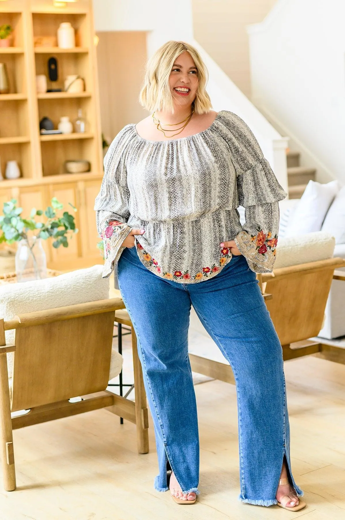 Hazel Blues® |  Don't Tempt Me Embroidered Blouse