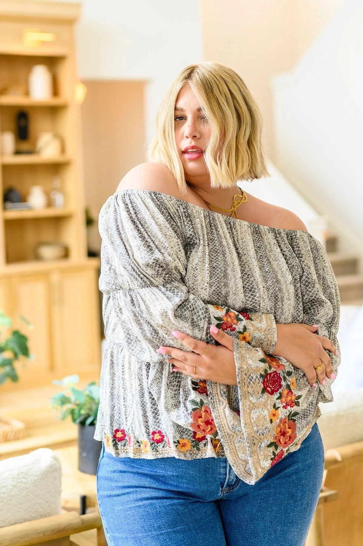 Hazel Blues® |  Don't Tempt Me Embroidered Blouse