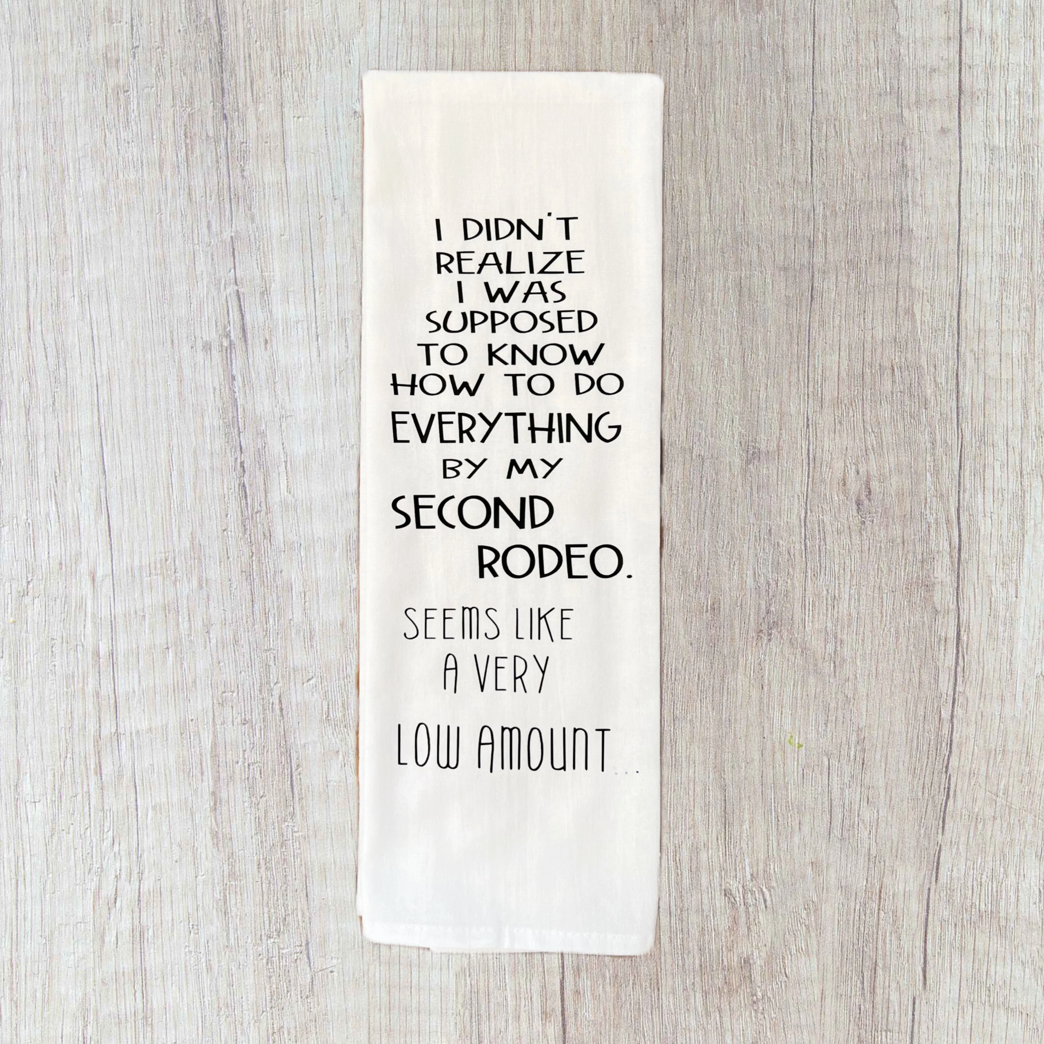 how many rodeos do we need? - humorous bar tea kitchen towel LG