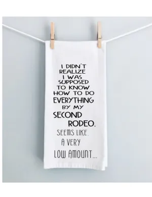 how many rodeos do we need? - humorous bar tea kitchen towel LG