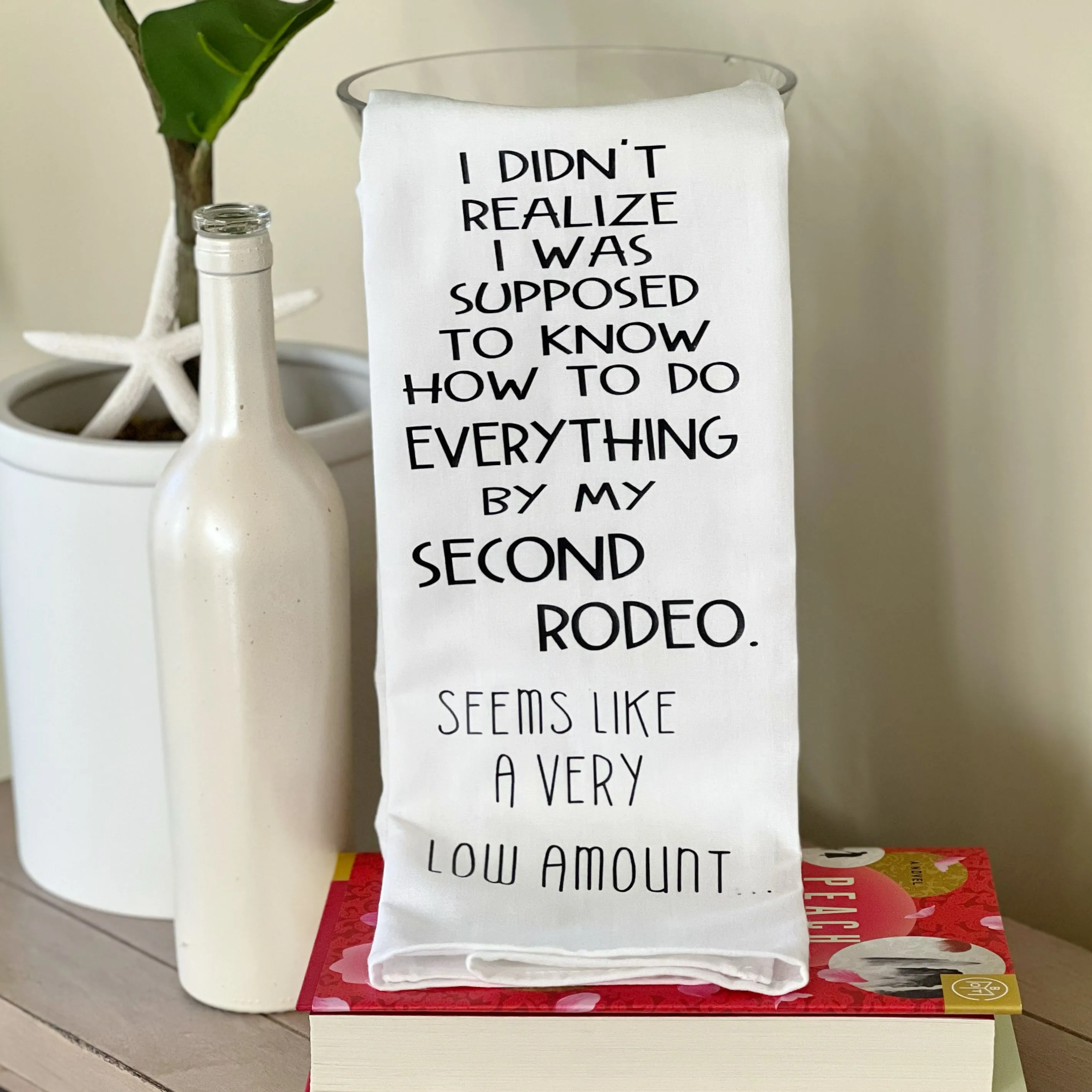 how many rodeos do we need? - humorous bar tea kitchen towel LG