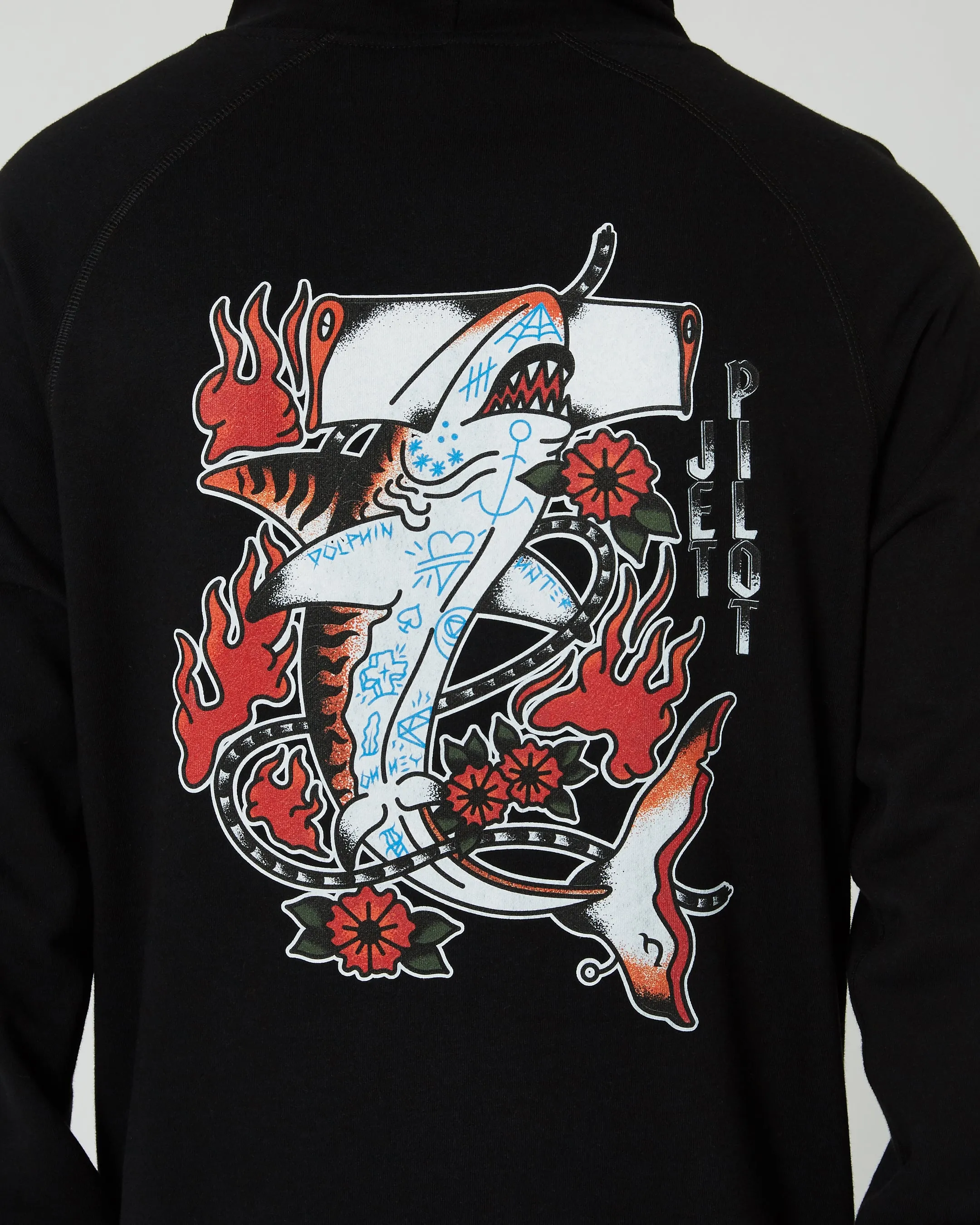 Jetpilot Shark Flash Mens Pullover Hoodie - Black