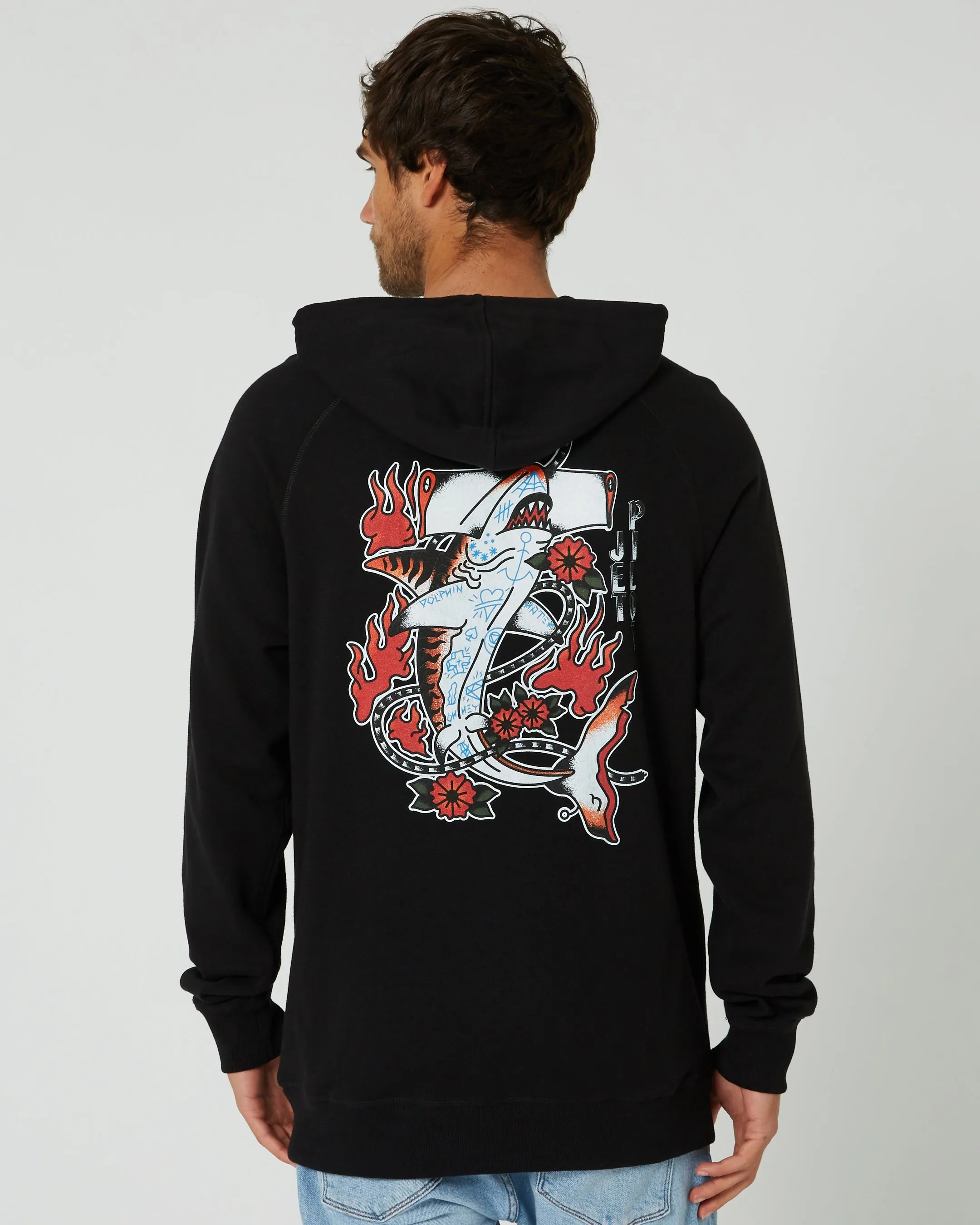 Jetpilot Shark Flash Mens Pullover Hoodie - Black
