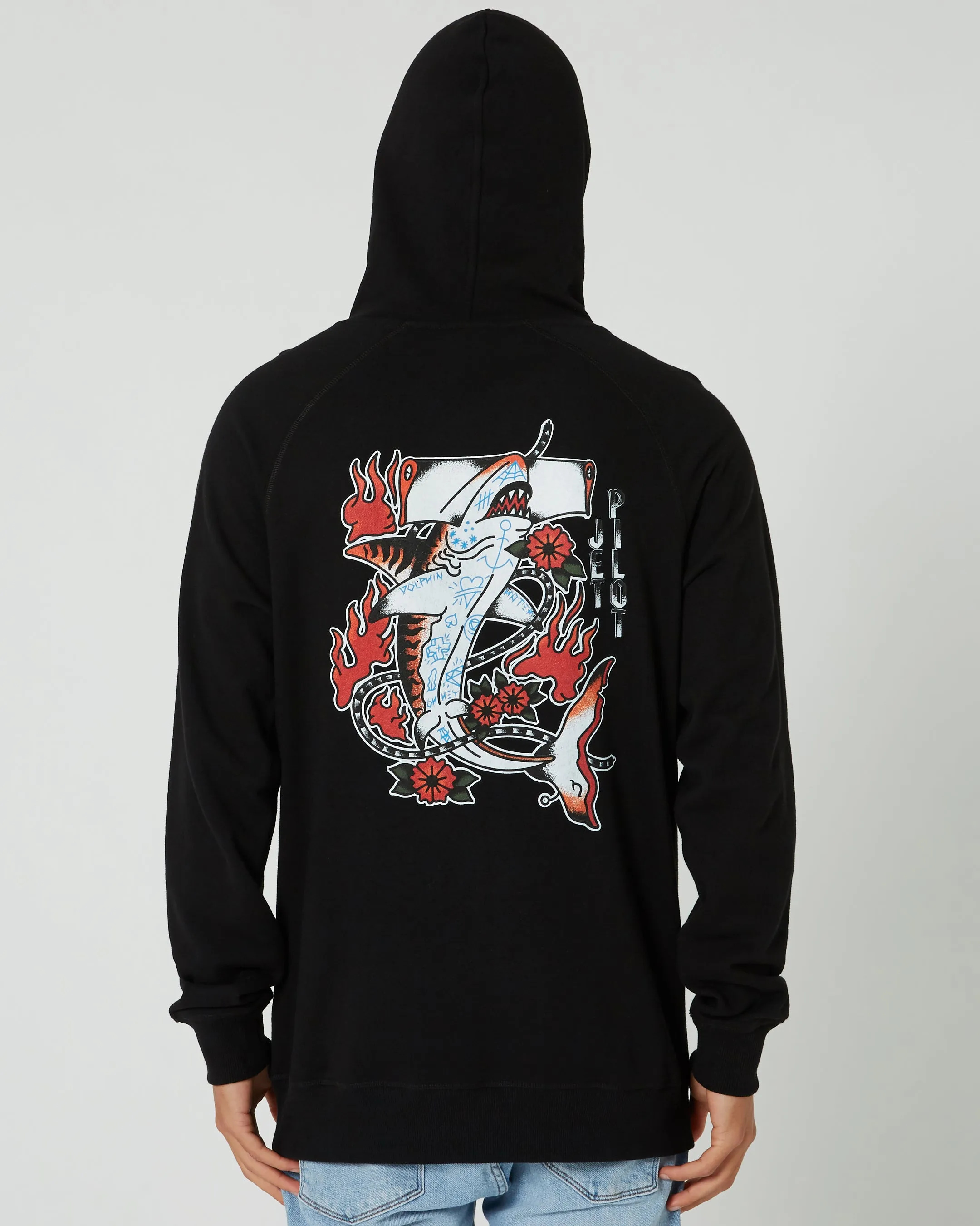 Jetpilot Shark Flash Mens Pullover Hoodie - Black