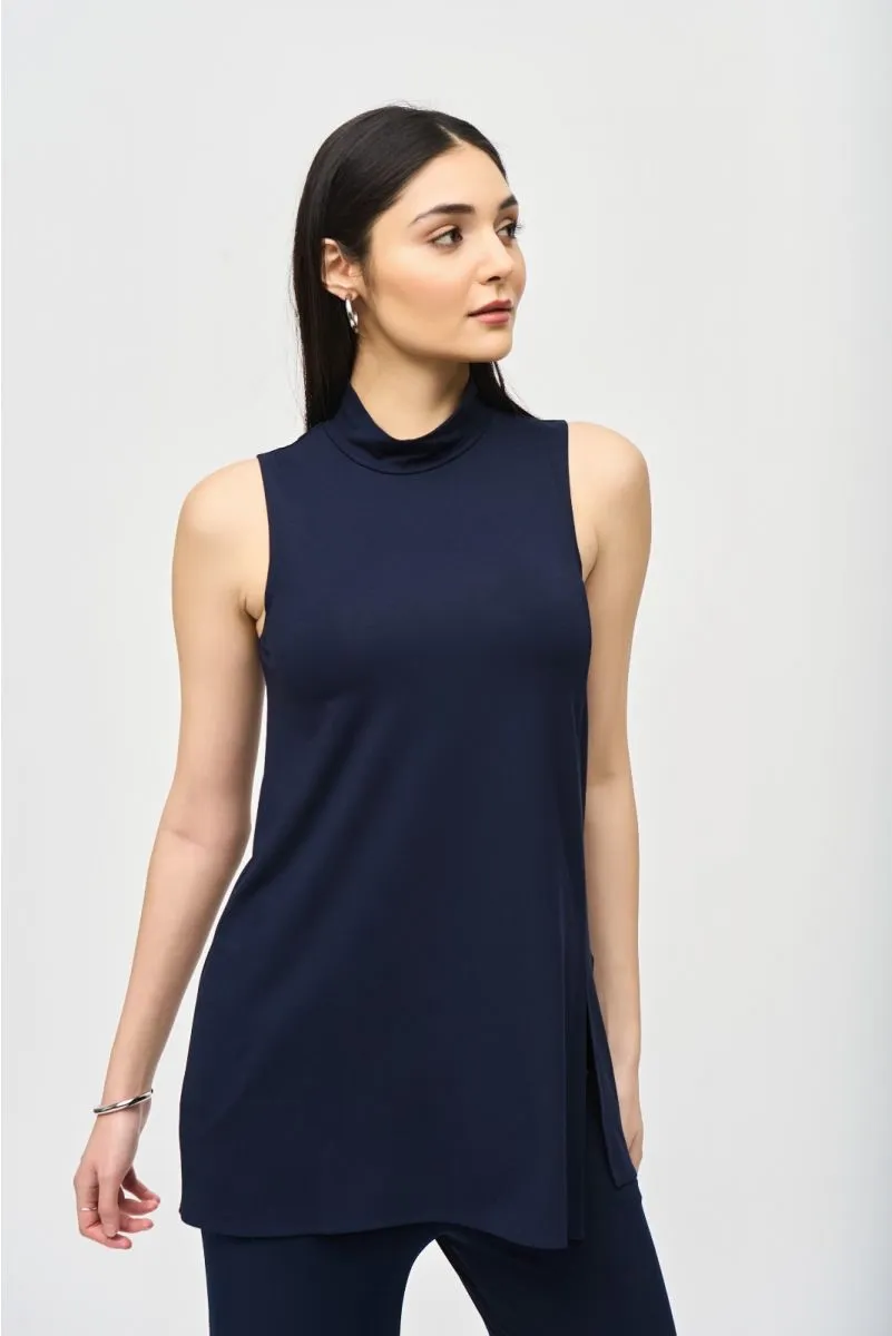 Joseph Ribkoff Mock Neck Sleeveless Side Slit Tunic Top 242182