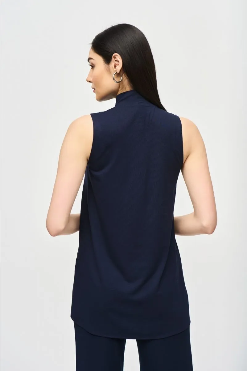 Joseph Ribkoff Mock Neck Sleeveless Side Slit Tunic Top 242182