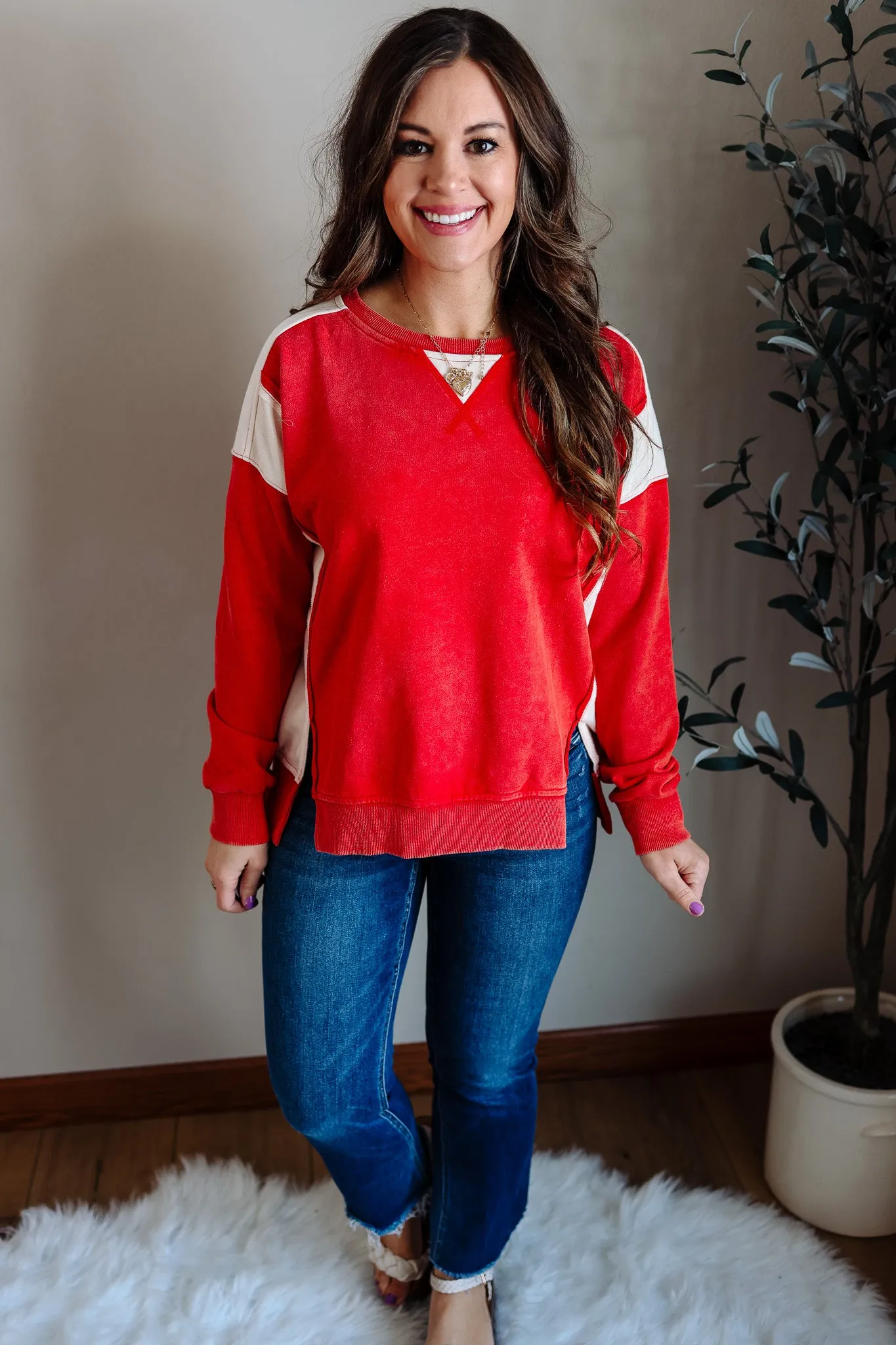 Jovie French Terry Sweatshirt - Cherry Red