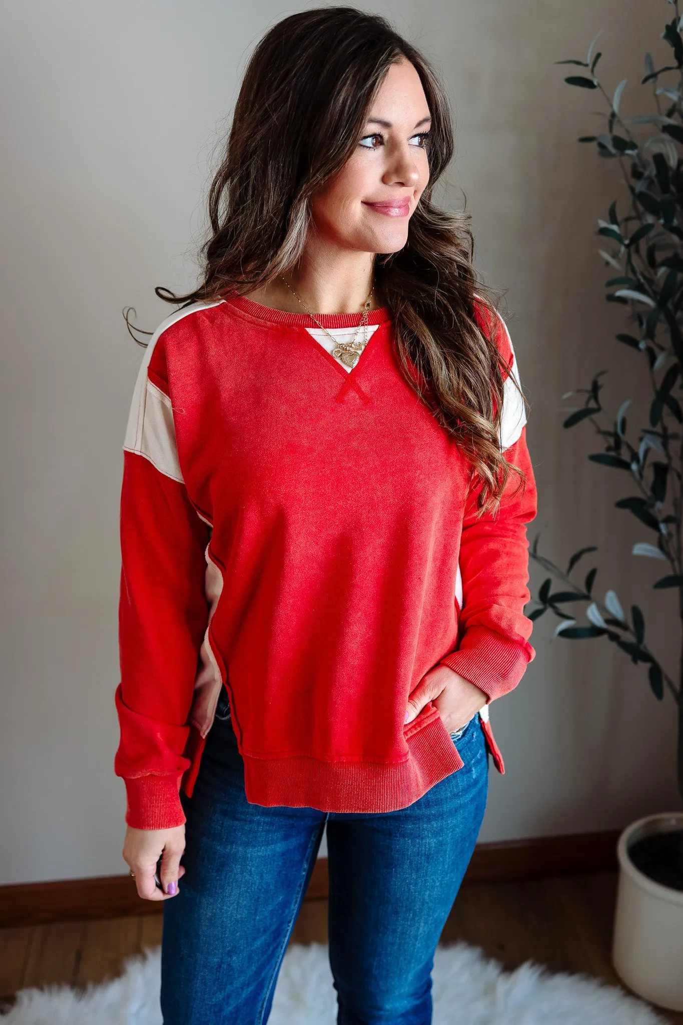 Jovie French Terry Sweatshirt - Cherry Red