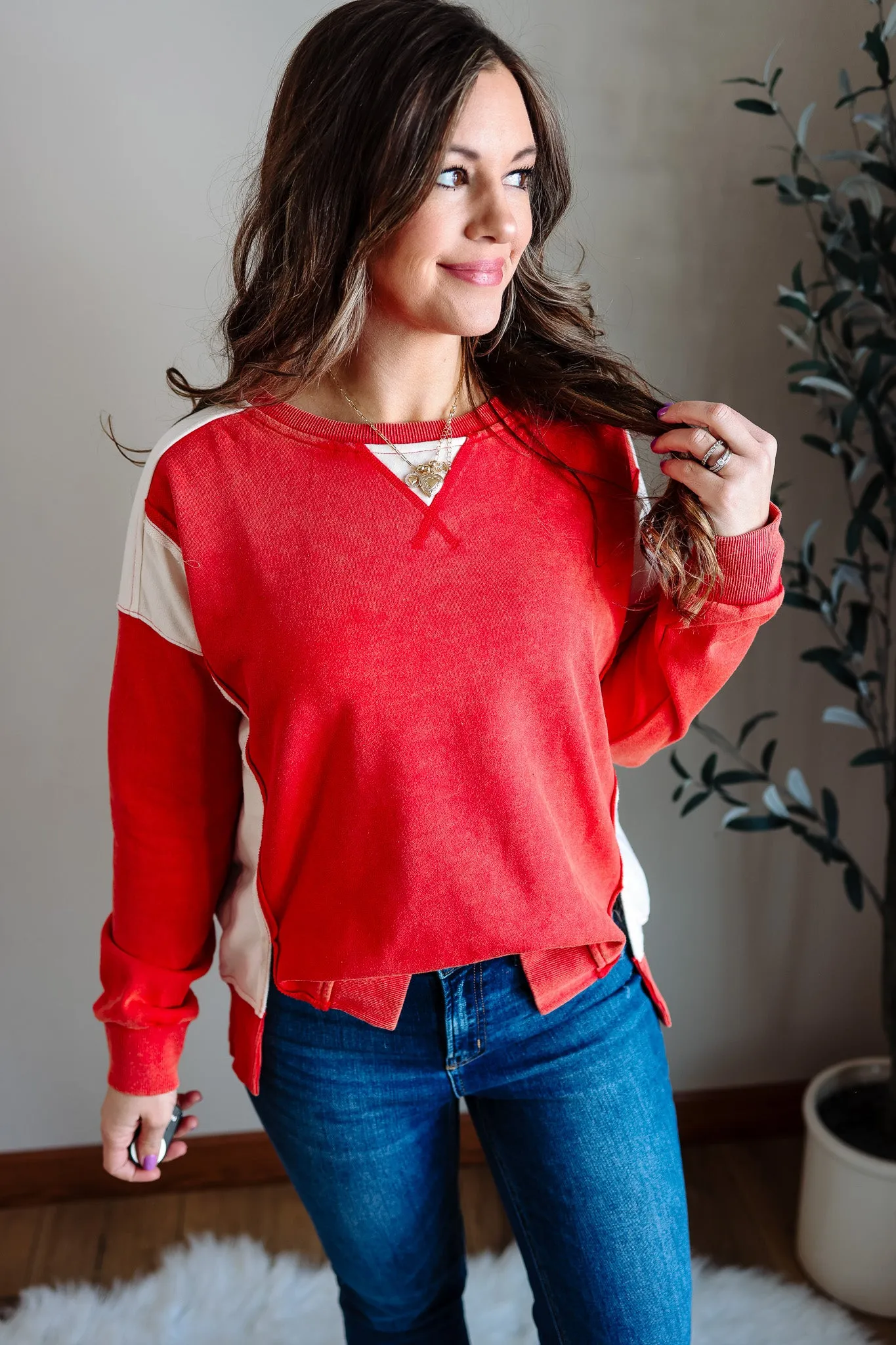 Jovie French Terry Sweatshirt - Cherry Red