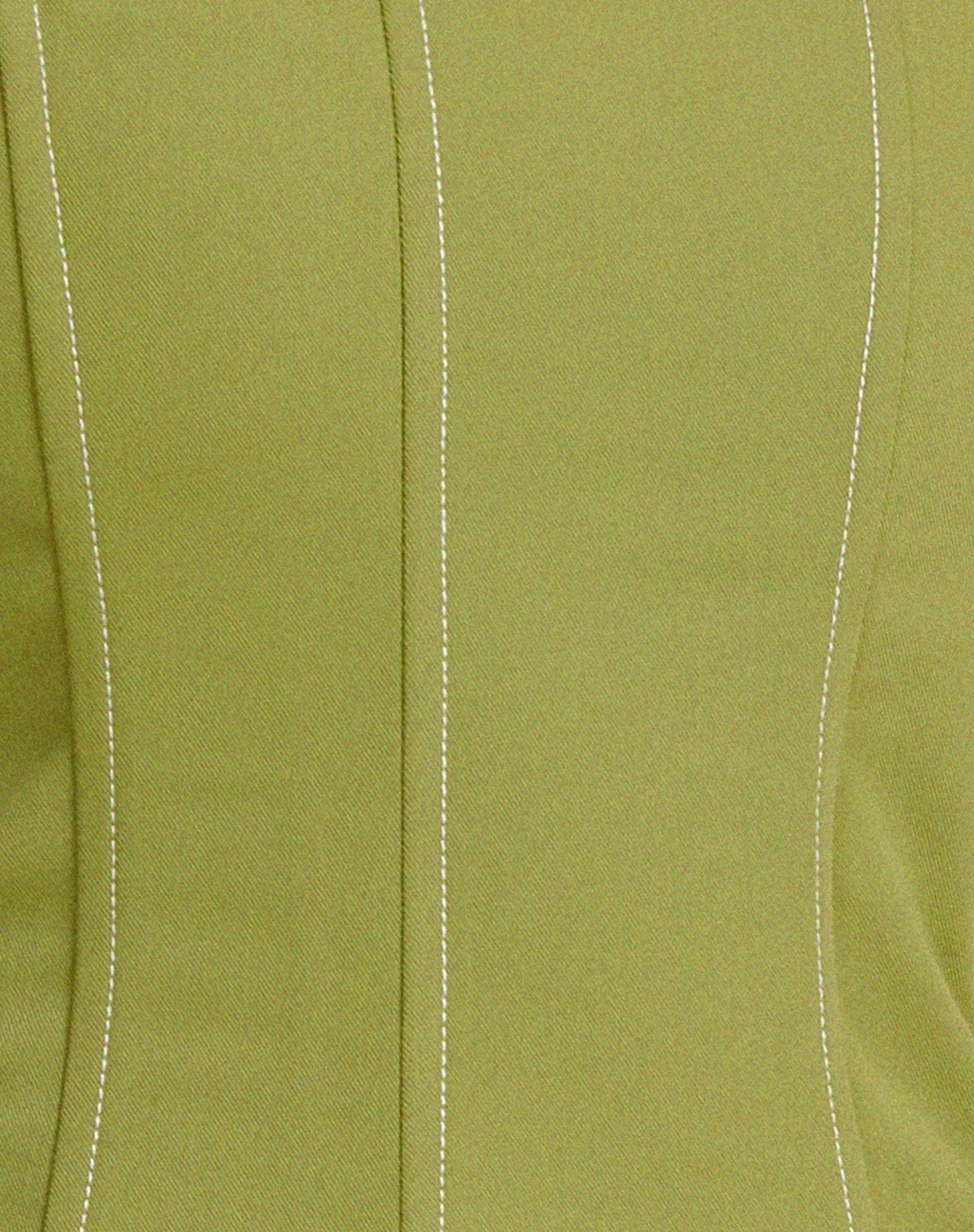 Kansa Corset Top in Pear Green with White Stitch