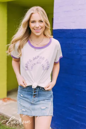 Kappa Alpha Theta Purple Rainbow Ringer Tee