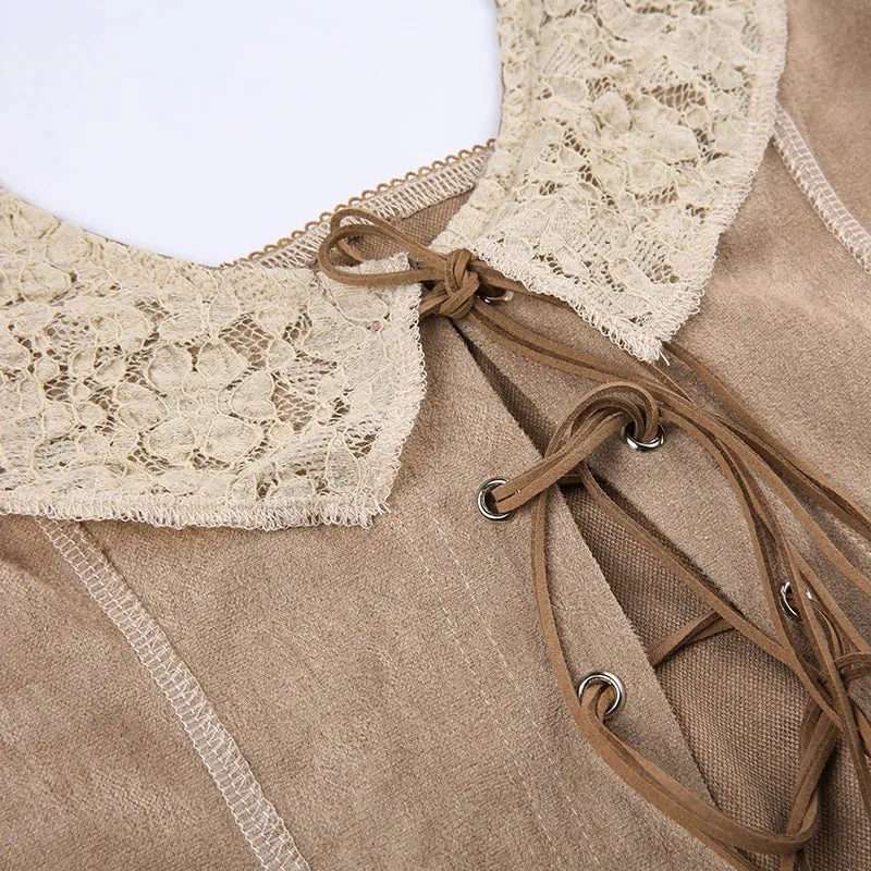 Lace Collar Halter Corset Tank Top