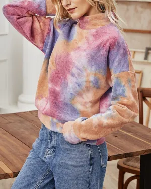Look At The Star High Neck Tie-Dye Sweatshirt
