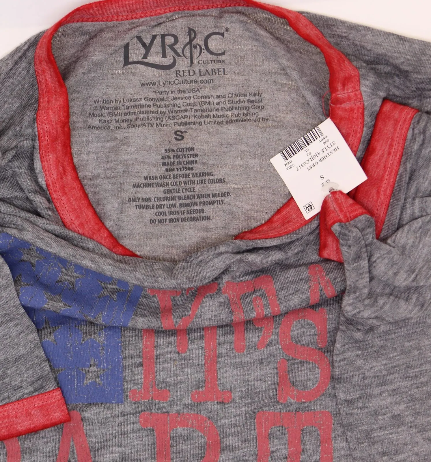 Lyric Culture Women's Party In The USA Short Sleeve Ringer Graphic T-Shirt