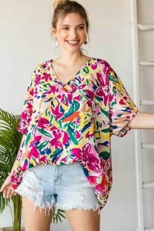 Magenta Mix Floral Oversized Dolman